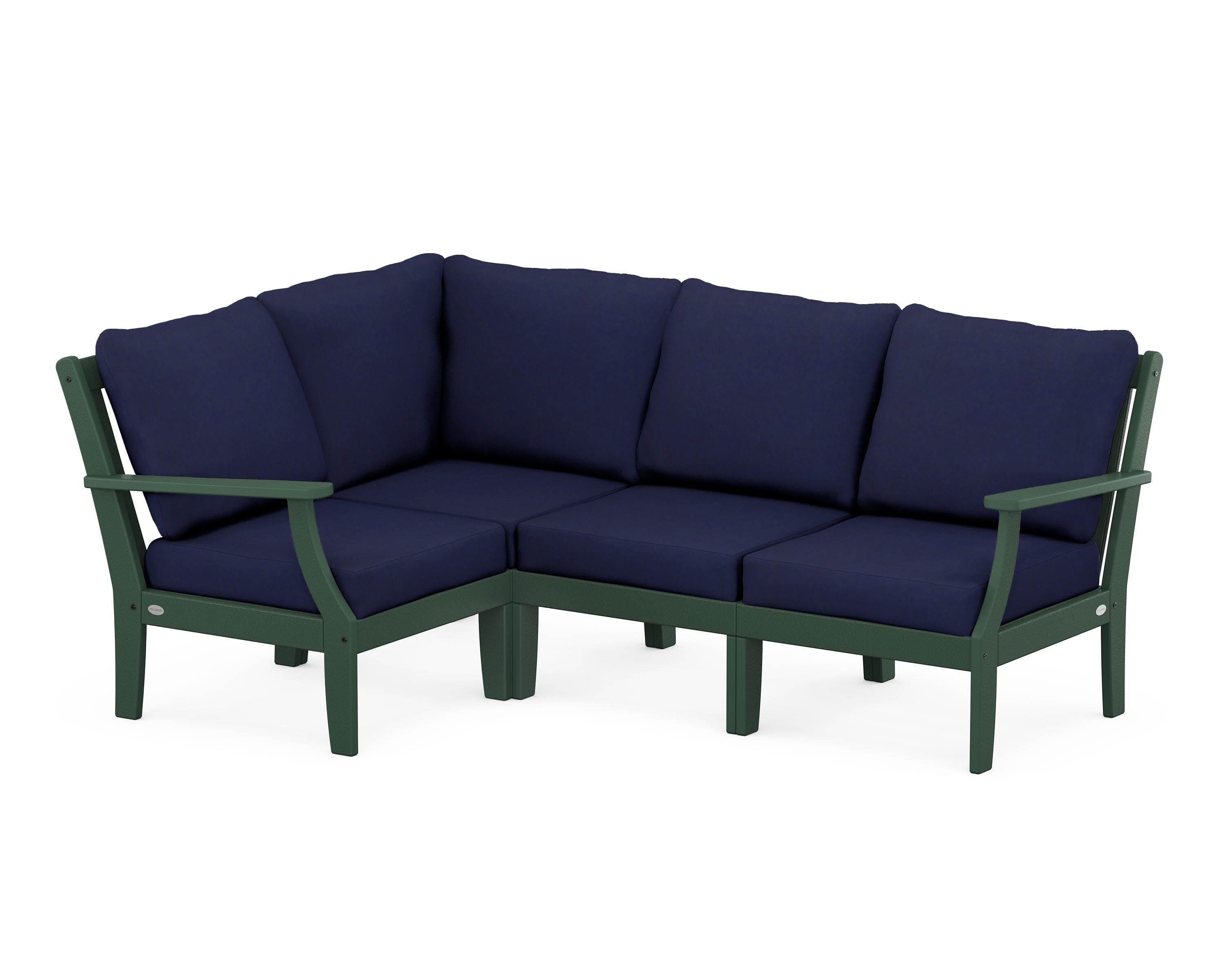 Braxton Modular 4-Piece Deep Seating Set in Green / Navy