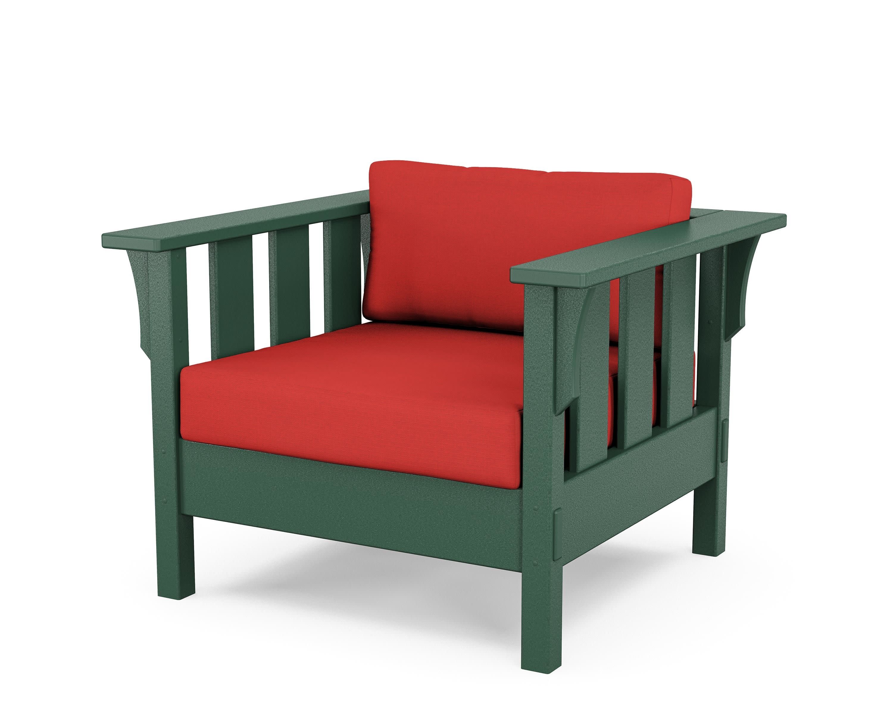 Acadia Deep Seating Chair in Green / Crimson Linen