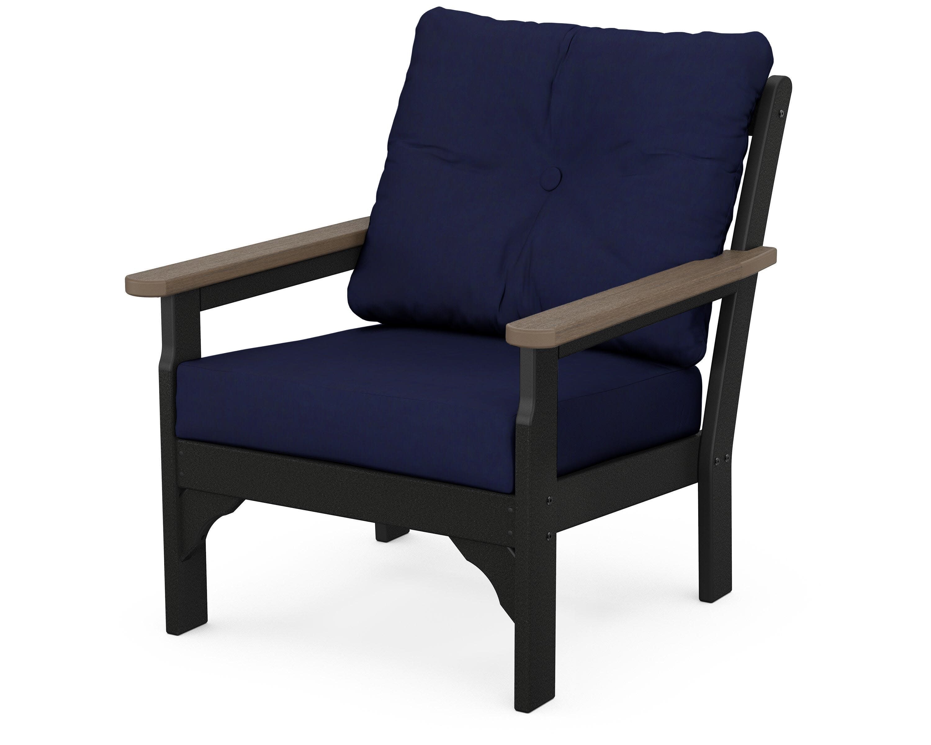 Vineyard Deep Seating Chair in Black / Kona / Navy