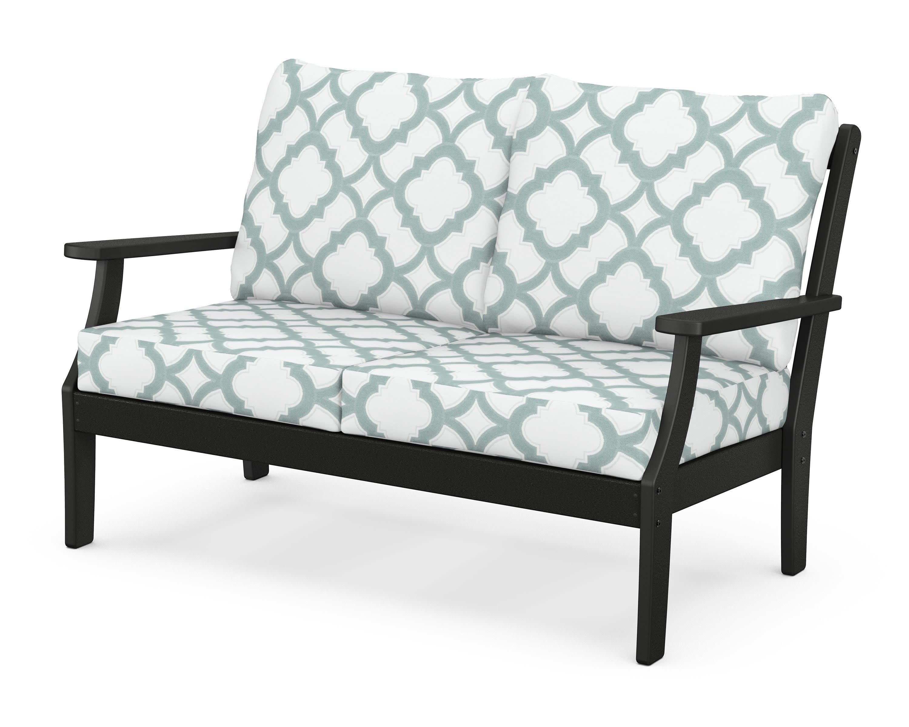 Braxton Deep Seating Loveseat in Black / Trellis Glacier Spa