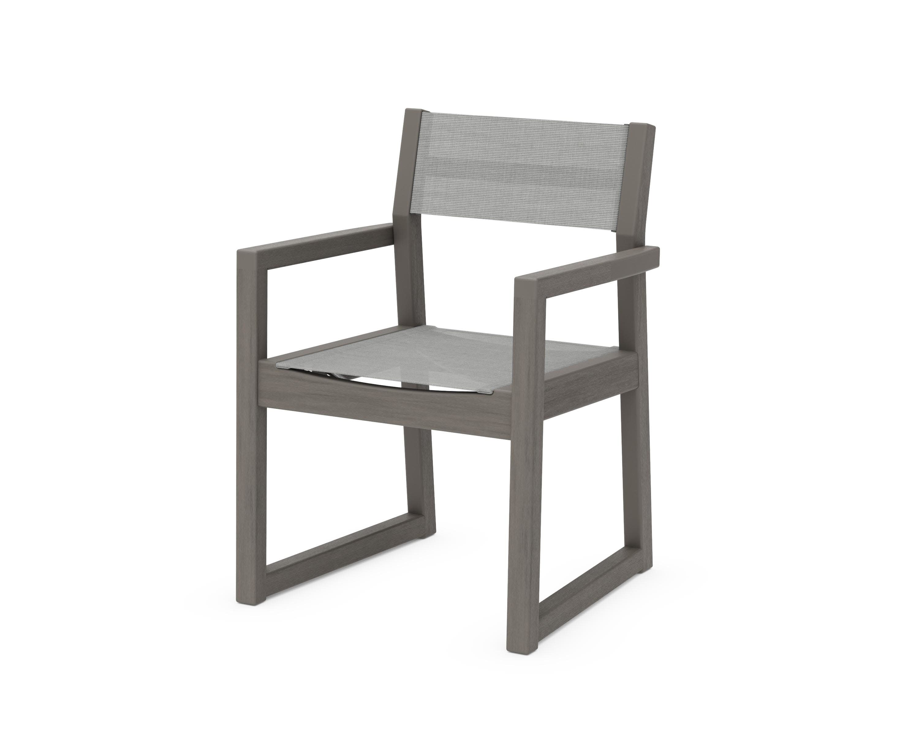 EDGE Sling Dining Arm Chair in Driftwood / Metallic Sling