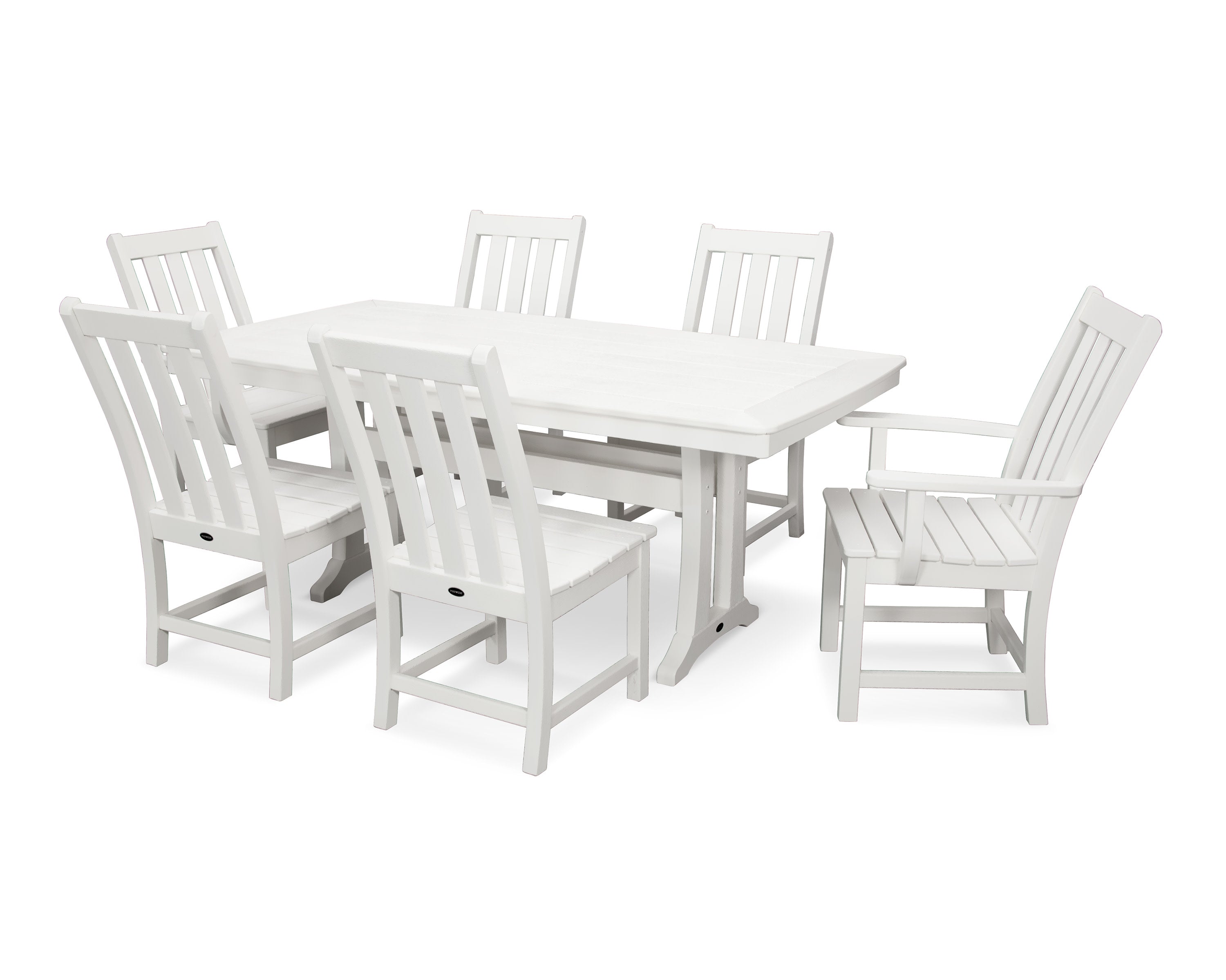 Vineyard 7-Piece Dining Set with Trestle Legs in White