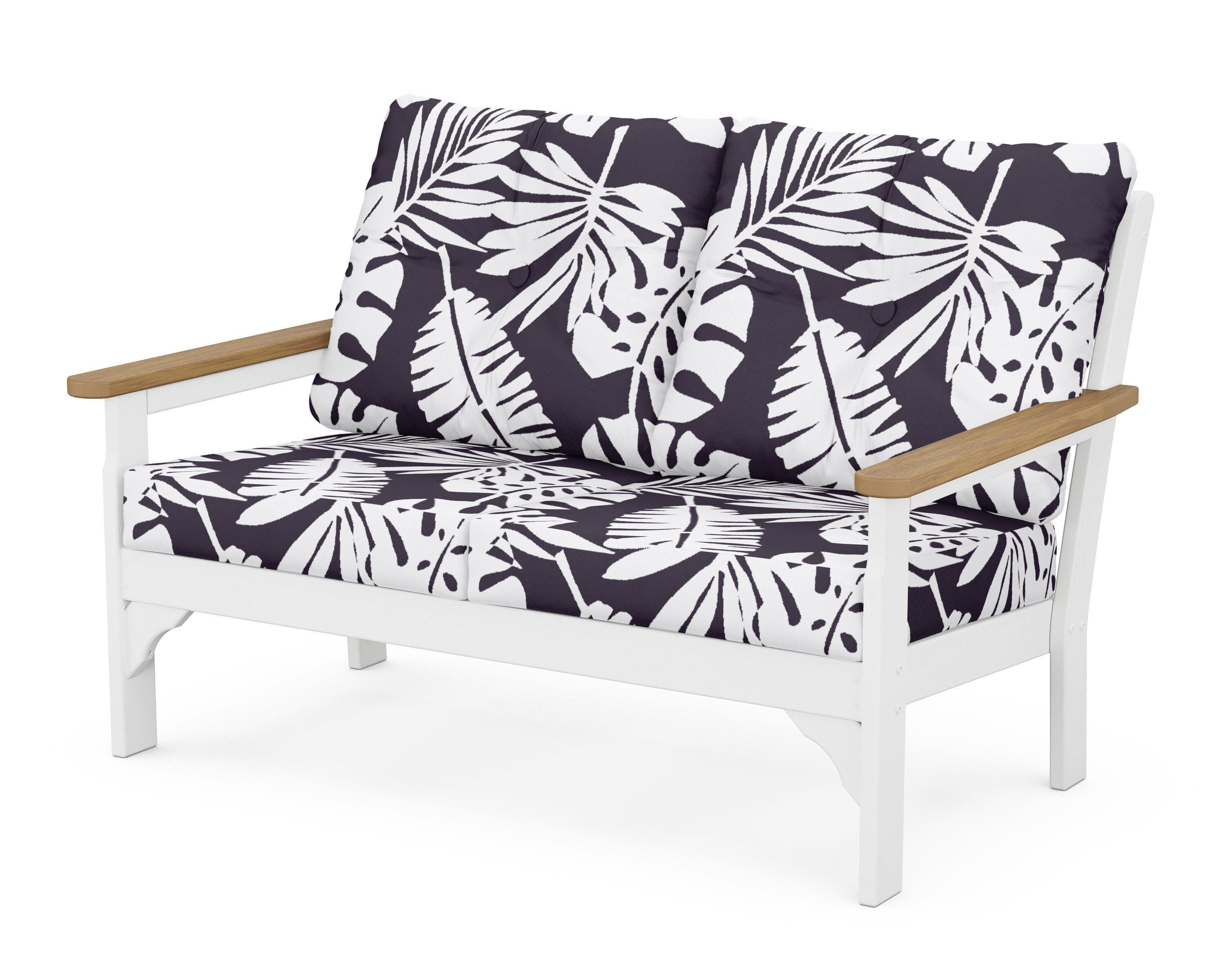 Vineyard Deep Seating Loveseat in White / Natural / Leaf Navy
