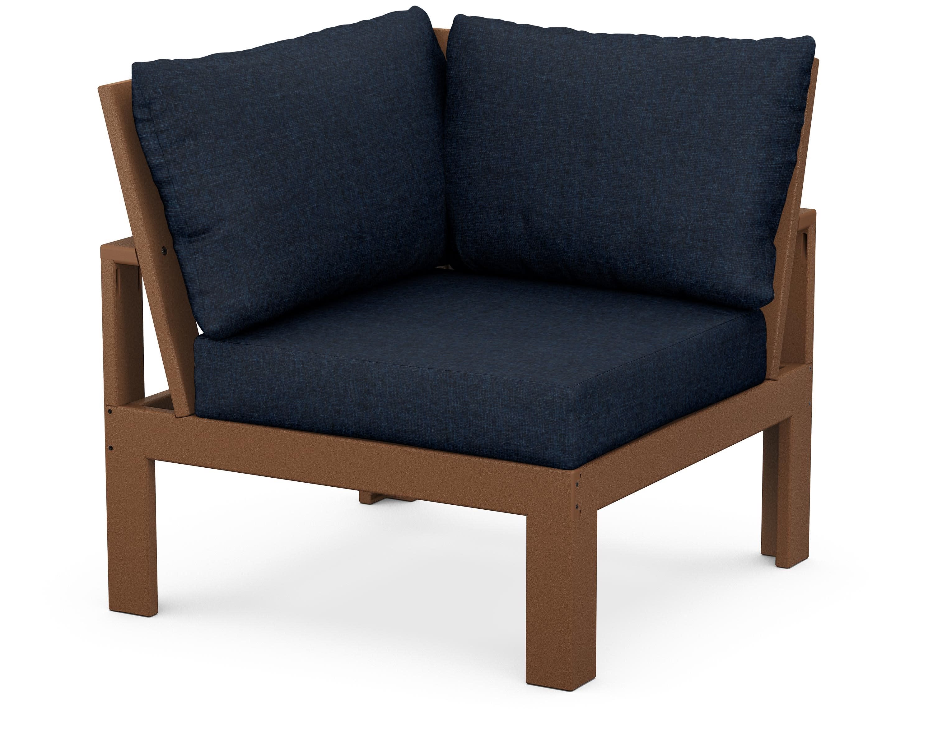 Modular Corner Chair in Teak / Marine Indigo