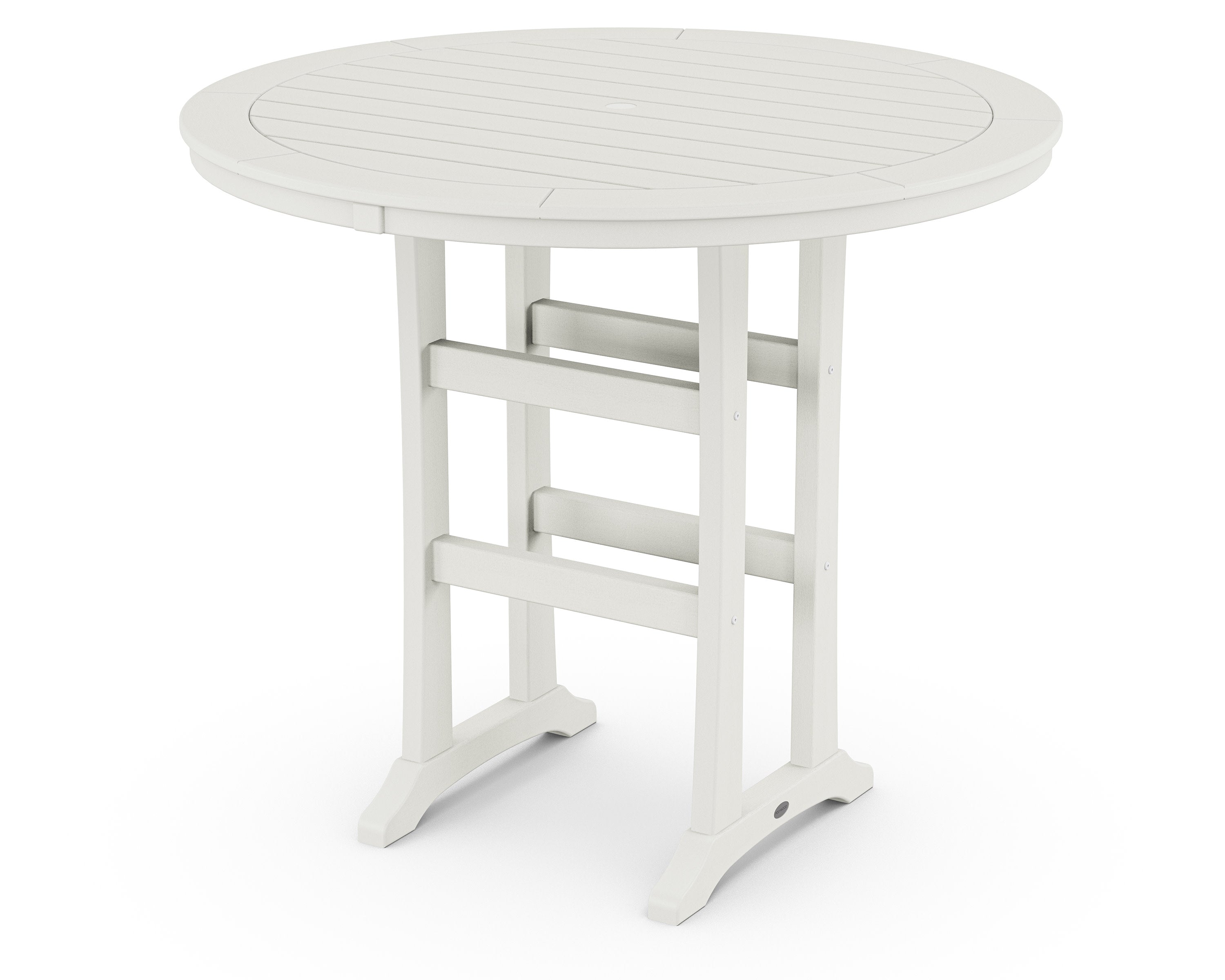 Nautical Trestle 48" Round Bar Table in Vintage White