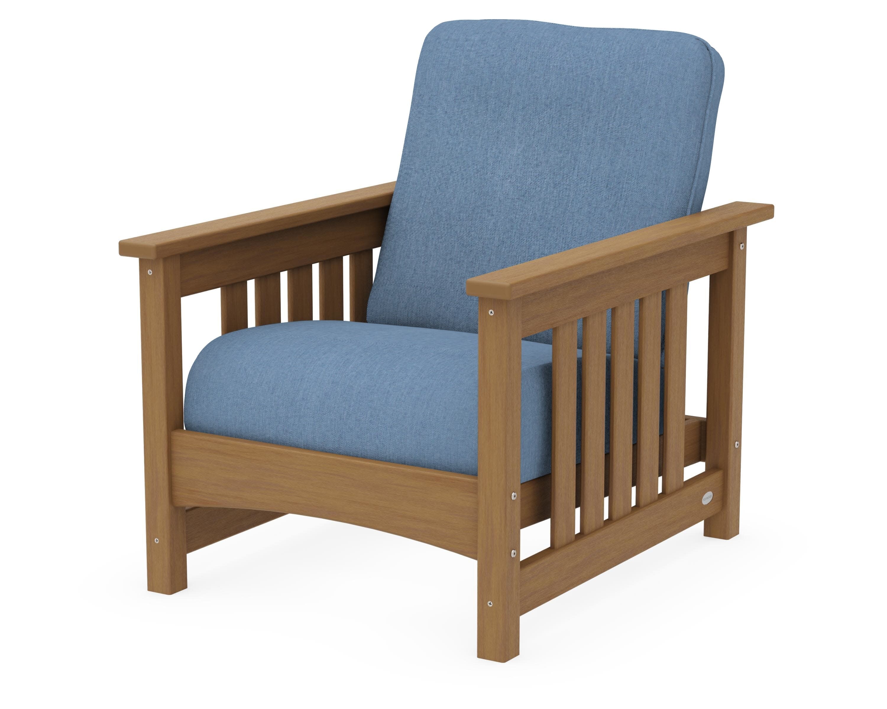 Club Mission Chair in Natural / Sky Blue