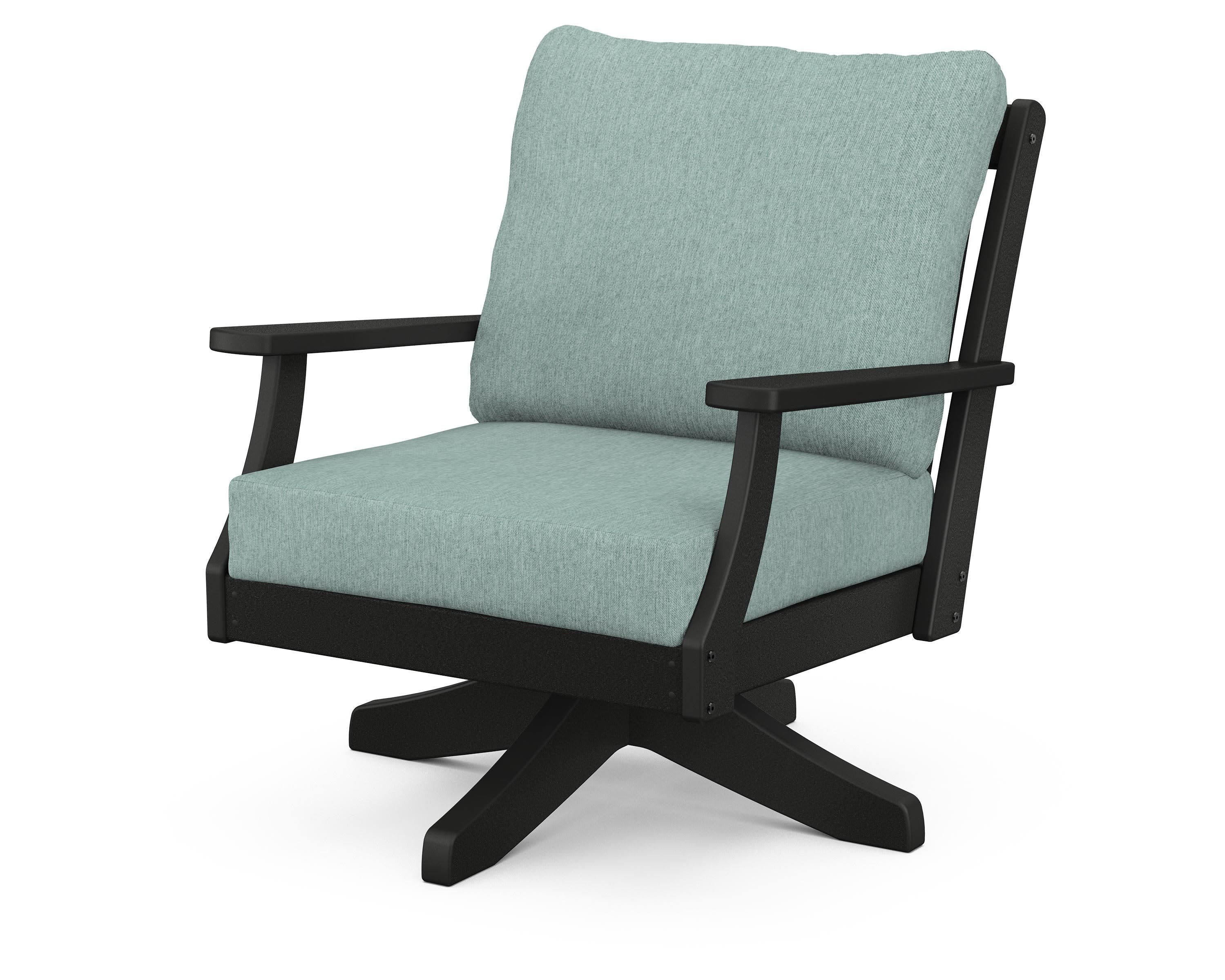 Braxton Deep Seating Swivel Chair in Black / Glacier Spa