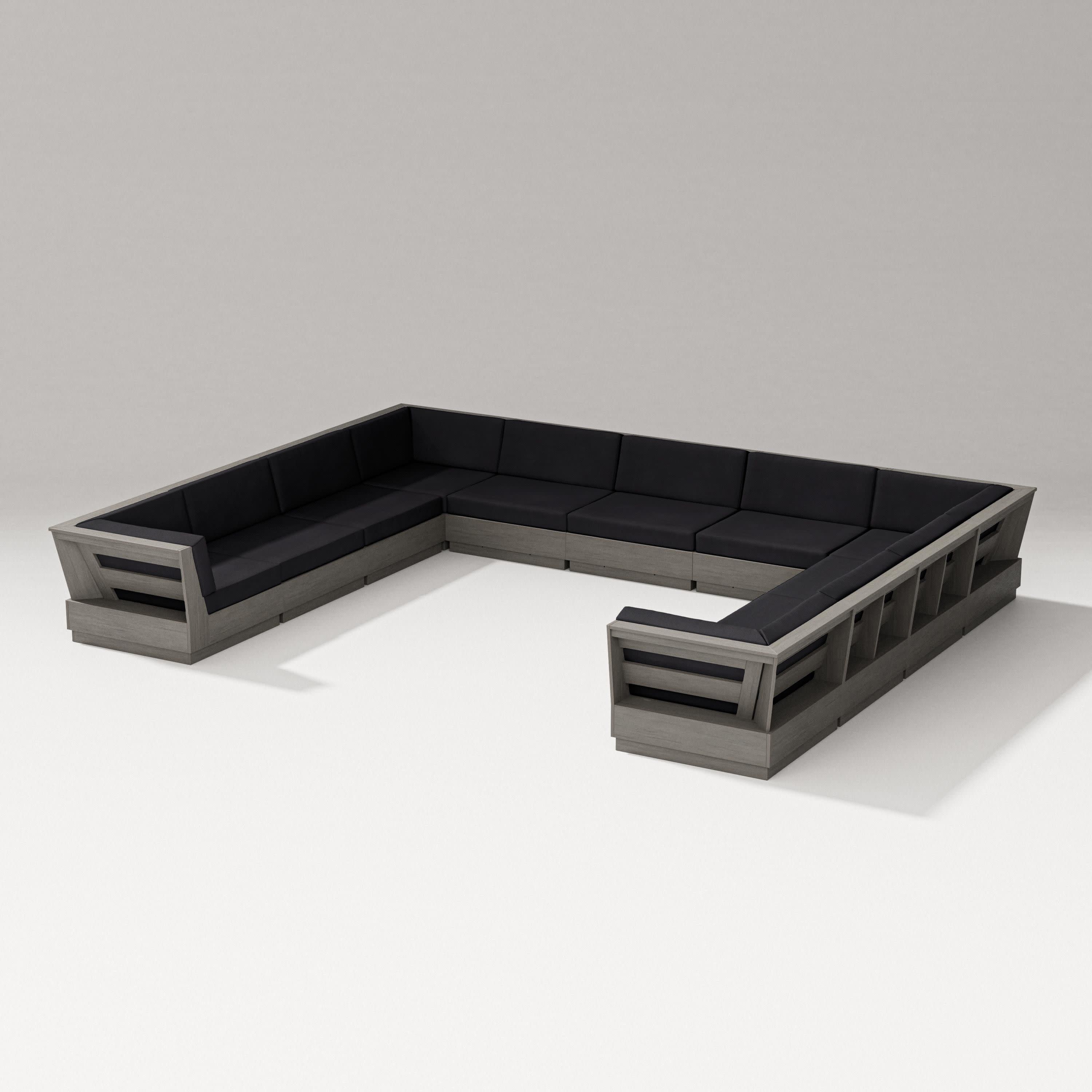 Elevate Large U-Shaped Sectional in Driftwood / Midnight Linen
