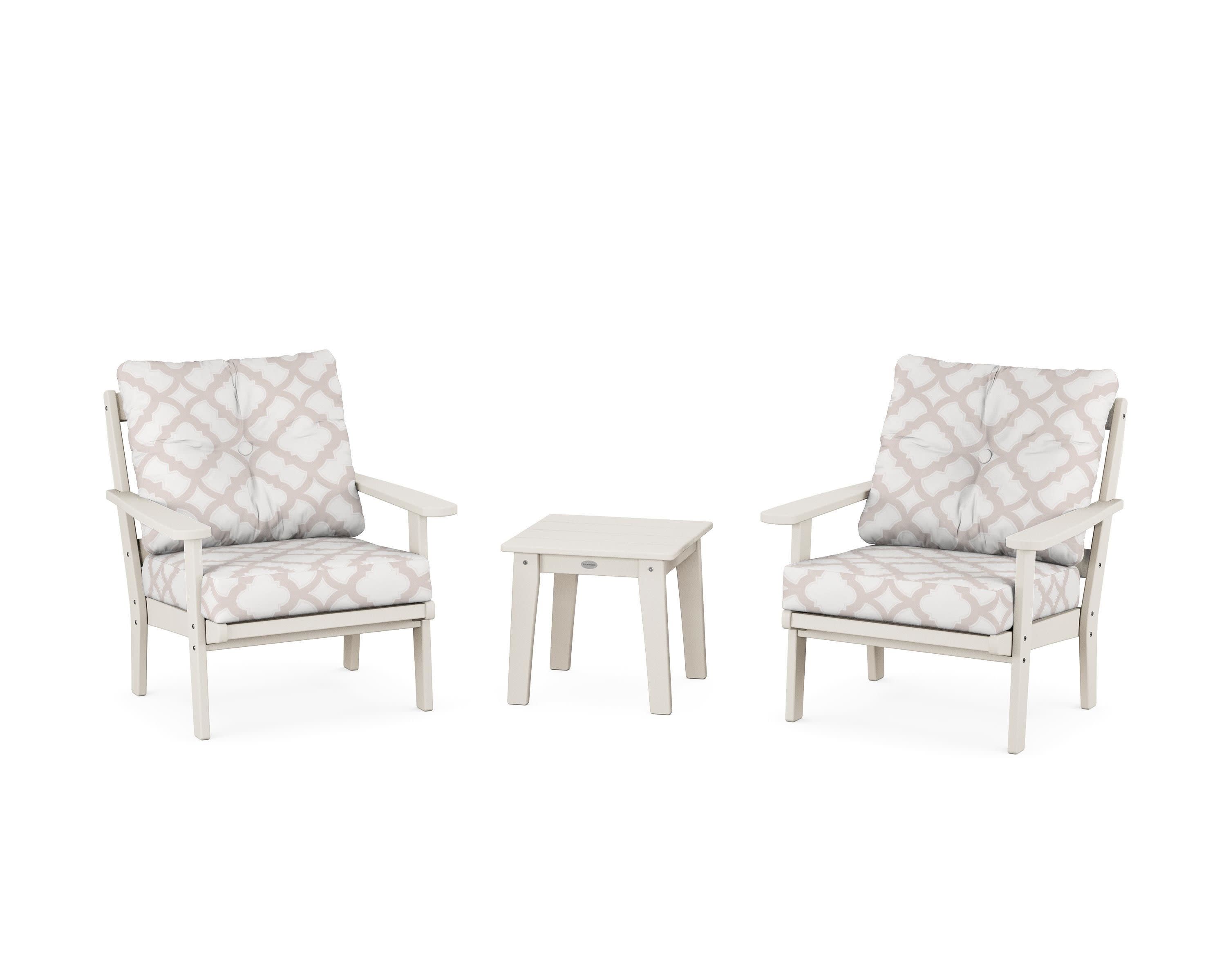Mission 3-Piece Deep Seating Set in Sand / Trellis Dune Burlap