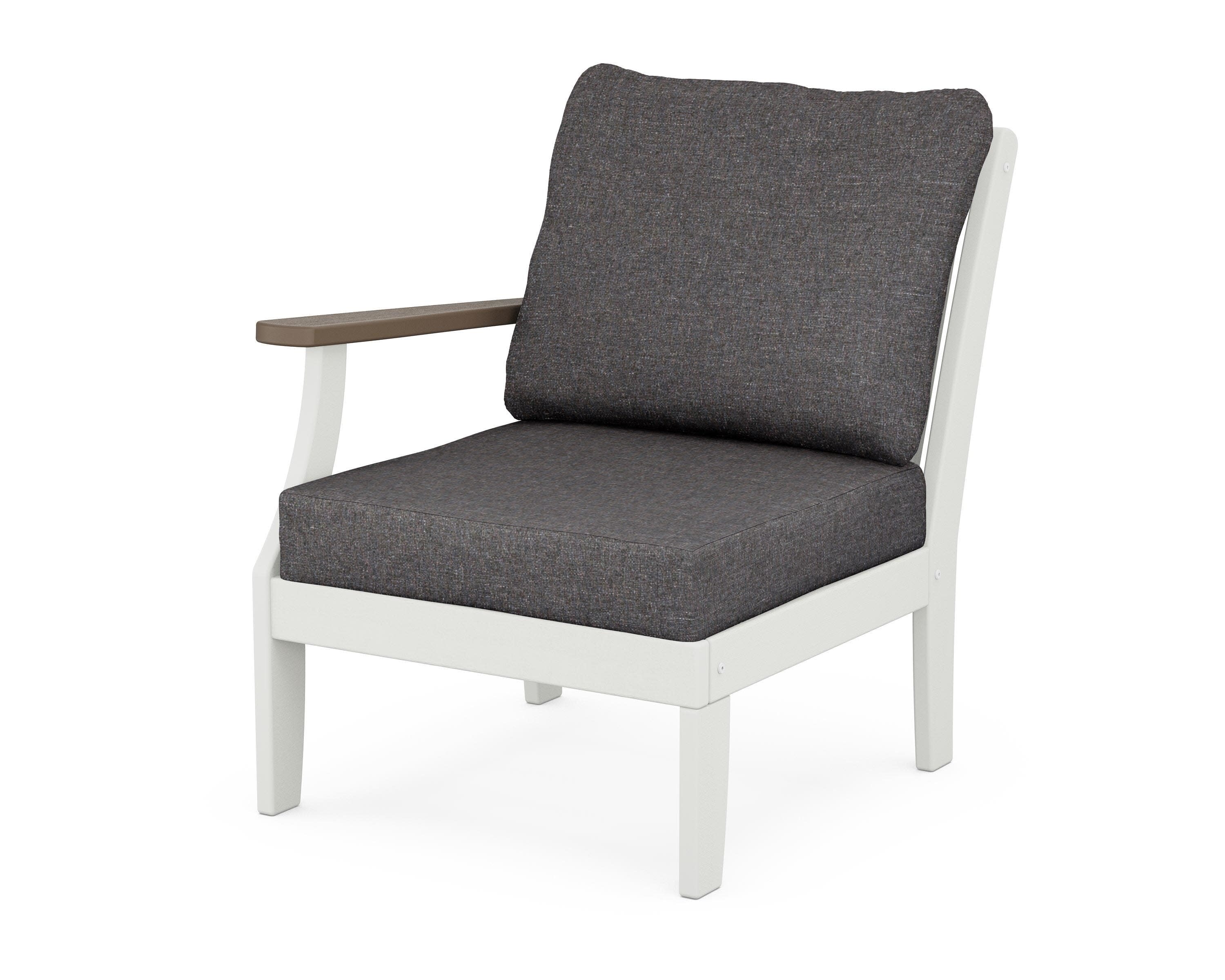Braxton Modular Left Arm Chair in White / Kona / Ash Charcoal