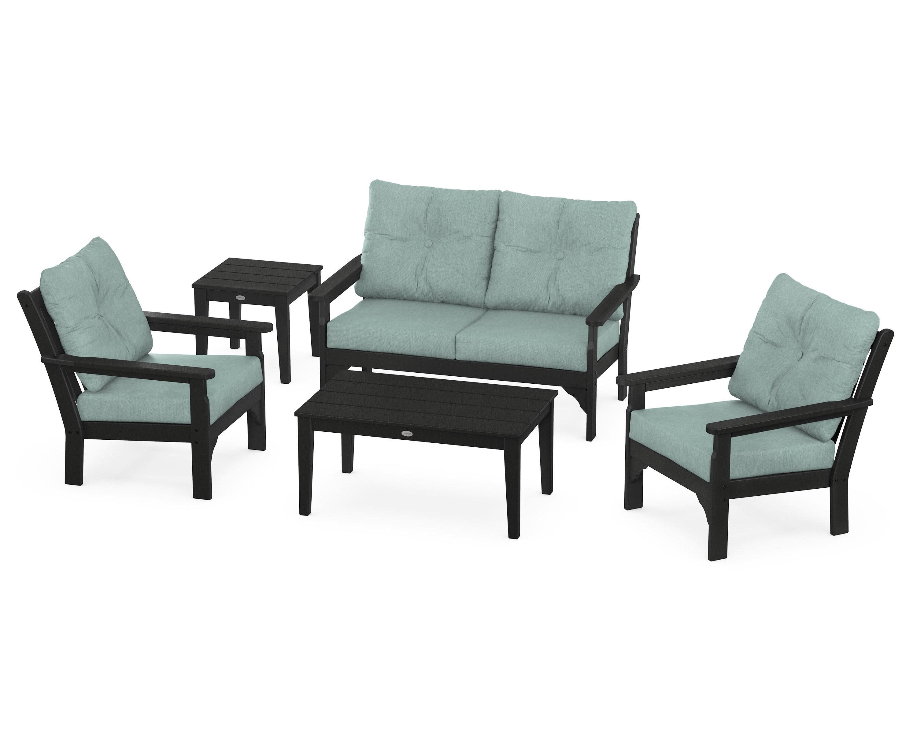 Vineyard 5-Piece Deep Seating Set in Black / Glacier Spa