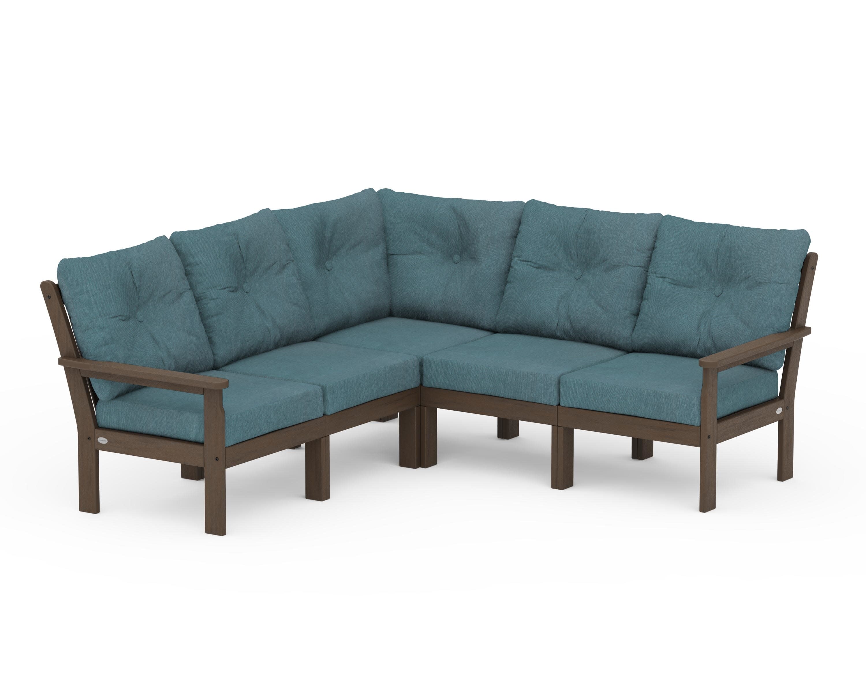 Vineyard 5-Piece Sectional in Kona / Ocean Teal