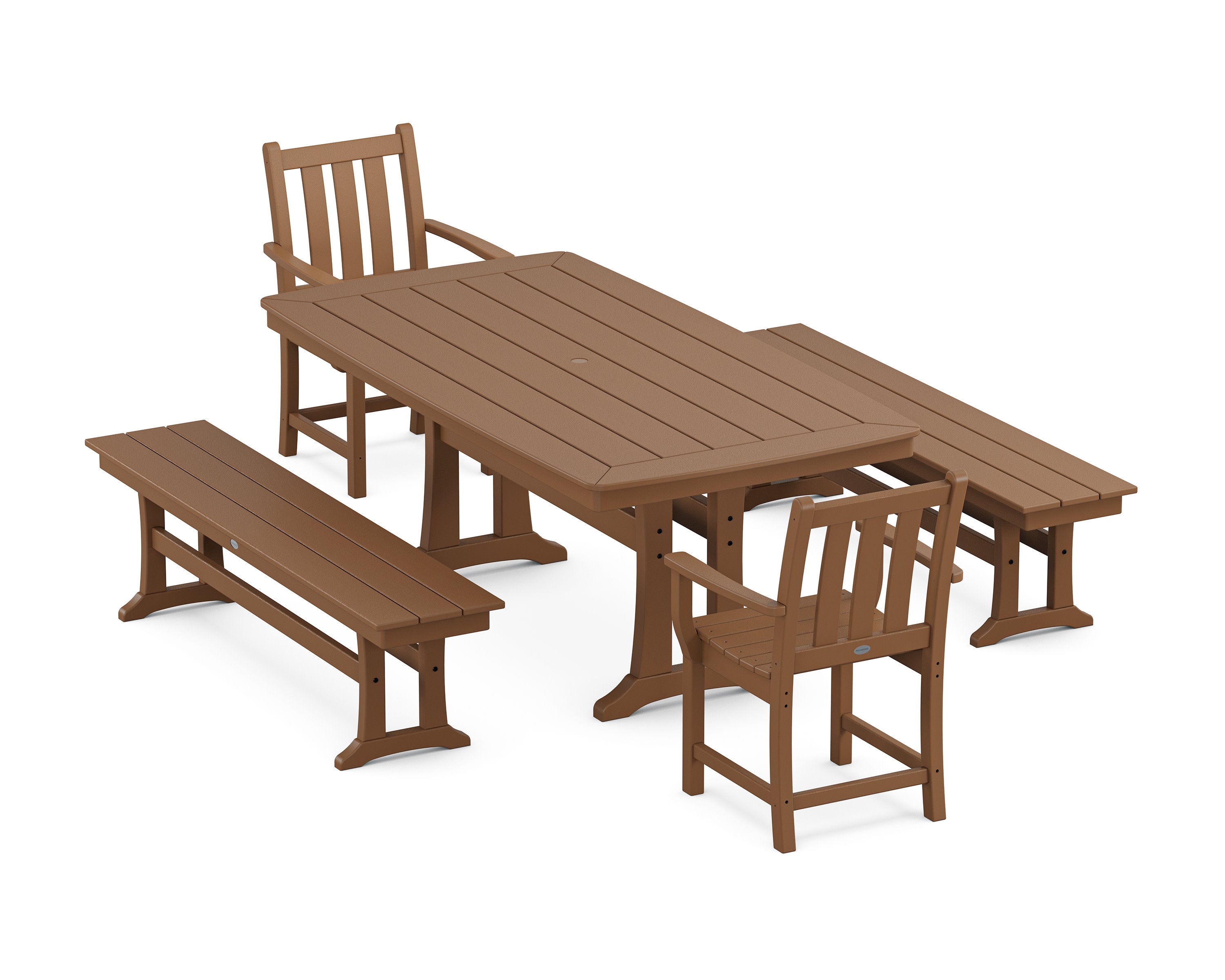 Traditional Garden 5-Piece Dining Set with Trestle Legs in Teak