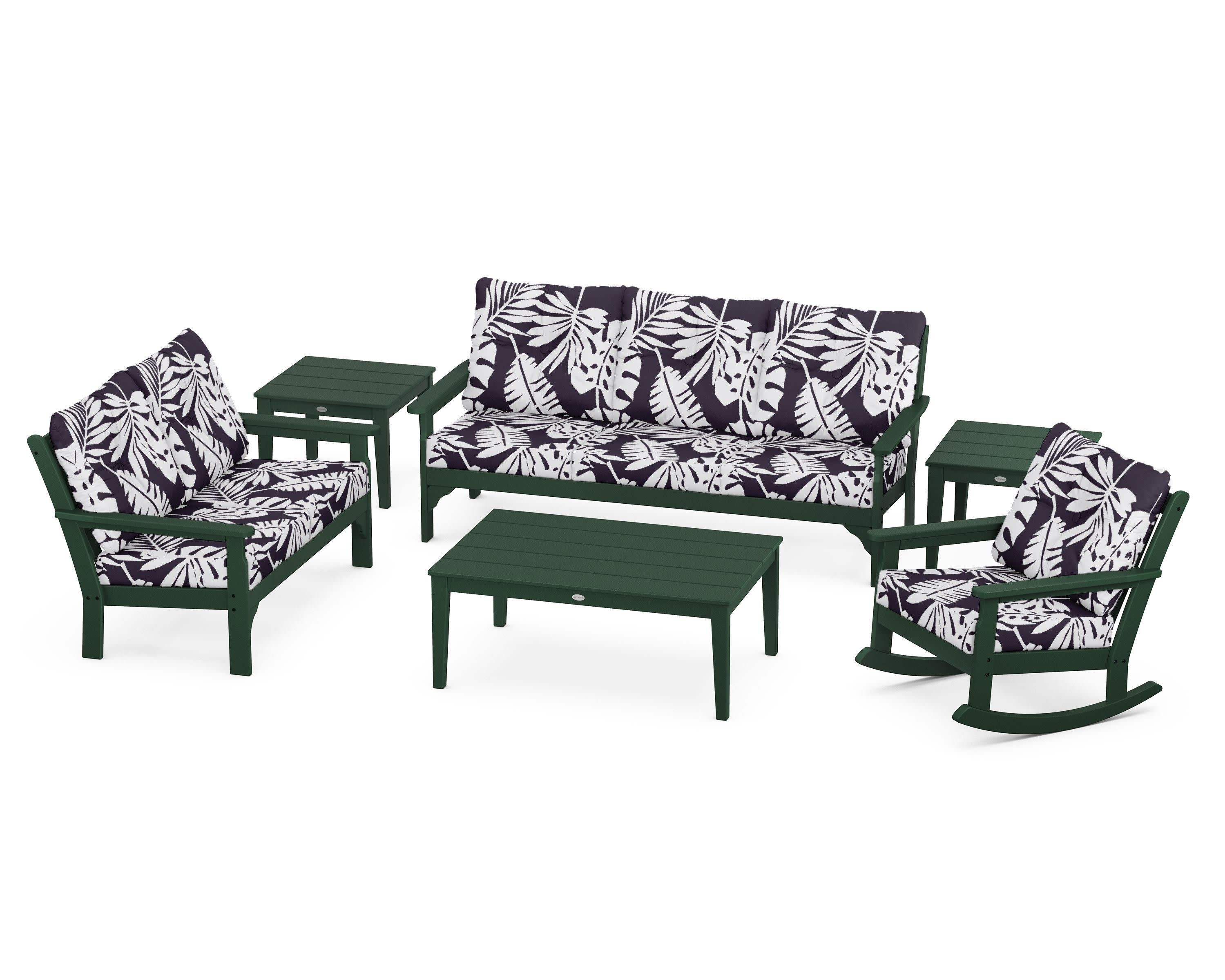 Vineyard 6-Piece Deep Seating Set in Green / Leaf Navy