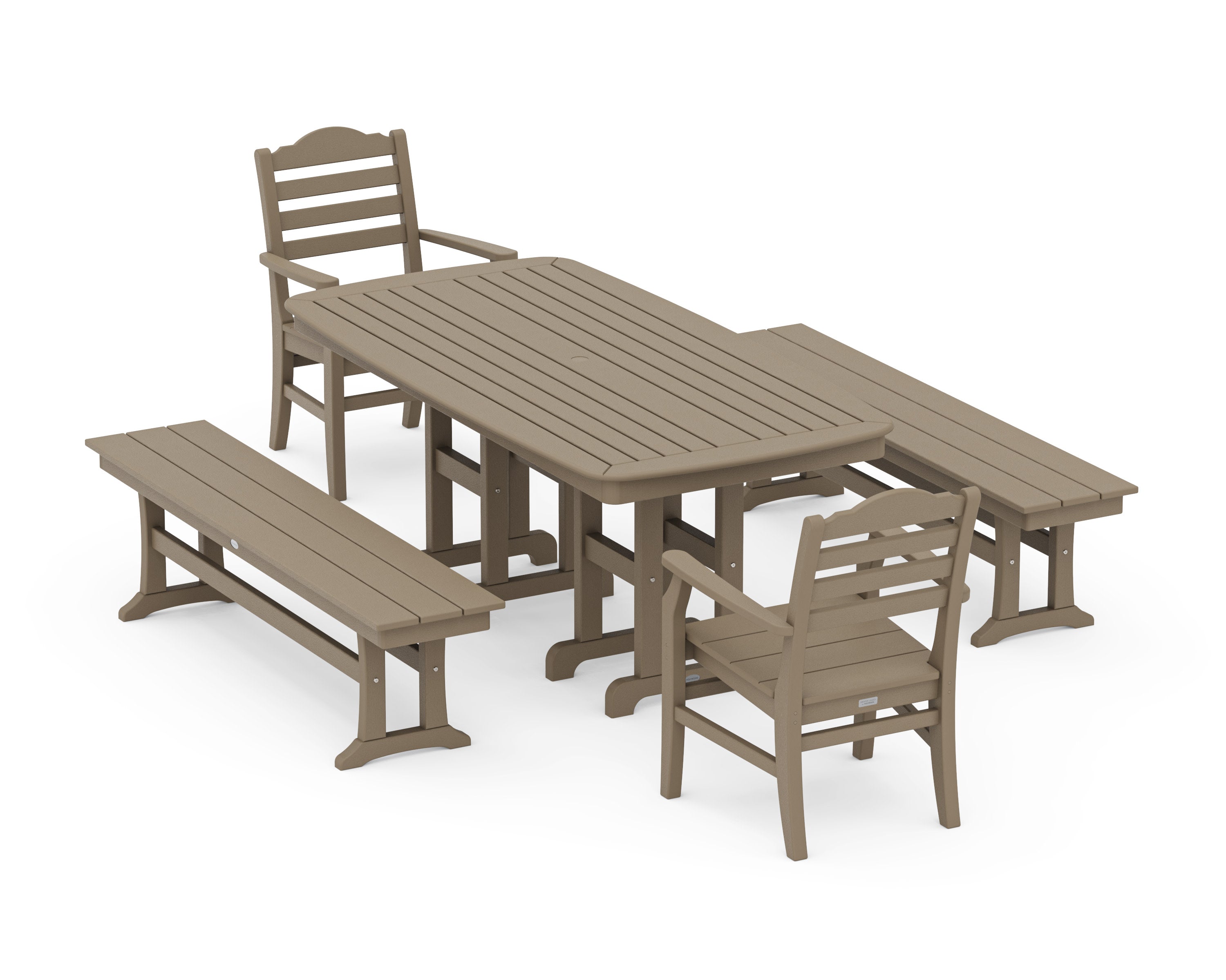Savannah 5-Piece Dining Set with Benches in Vintage Sahara