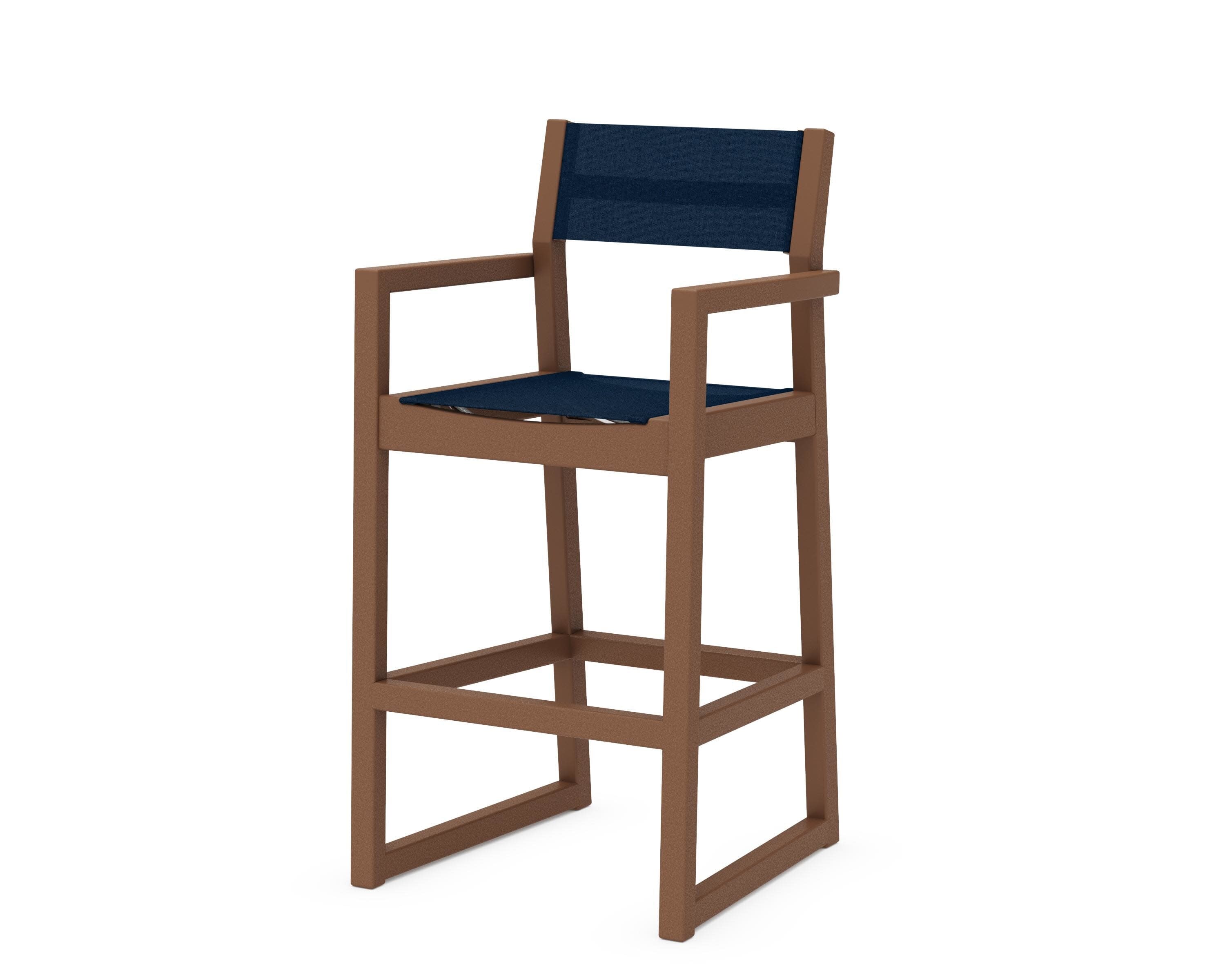 EDGE Sling Bar Arm Chair in Teak / Navy Blue Sling