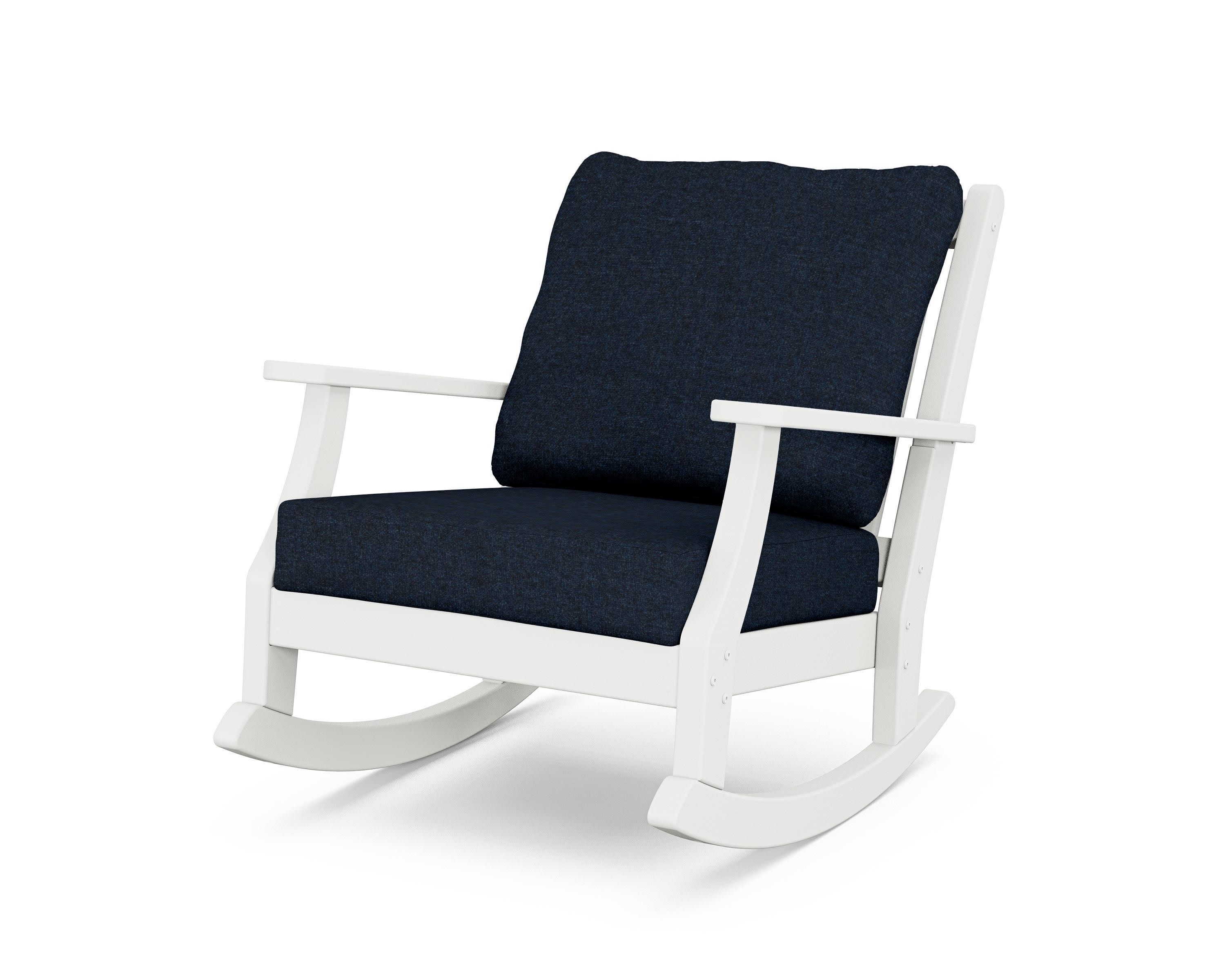 Wovendale Deep Seating Rocking Chair in White / Marine Indigo