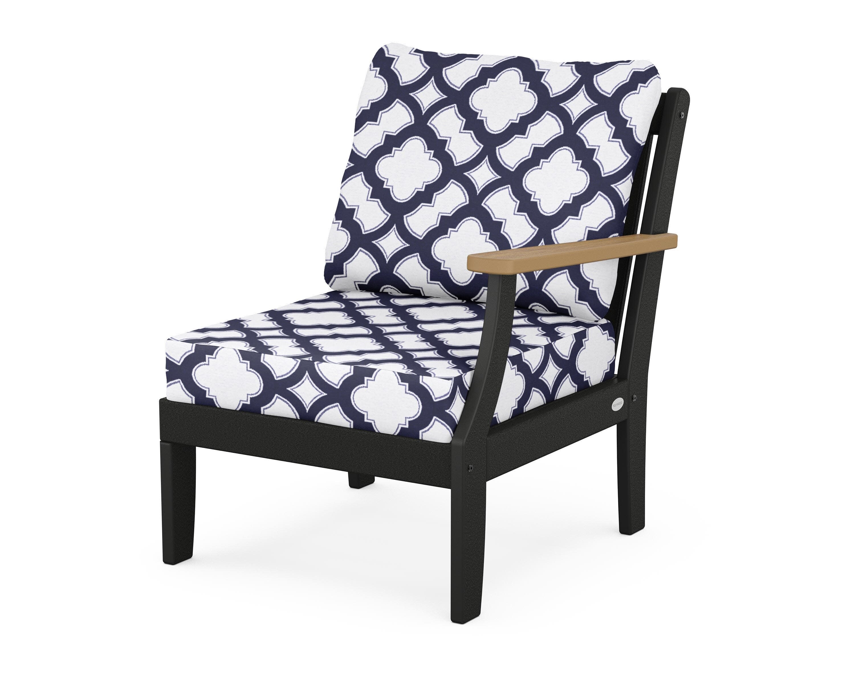 Braxton Modular Right Arm Chair in Black / Natural / Trellis Navy