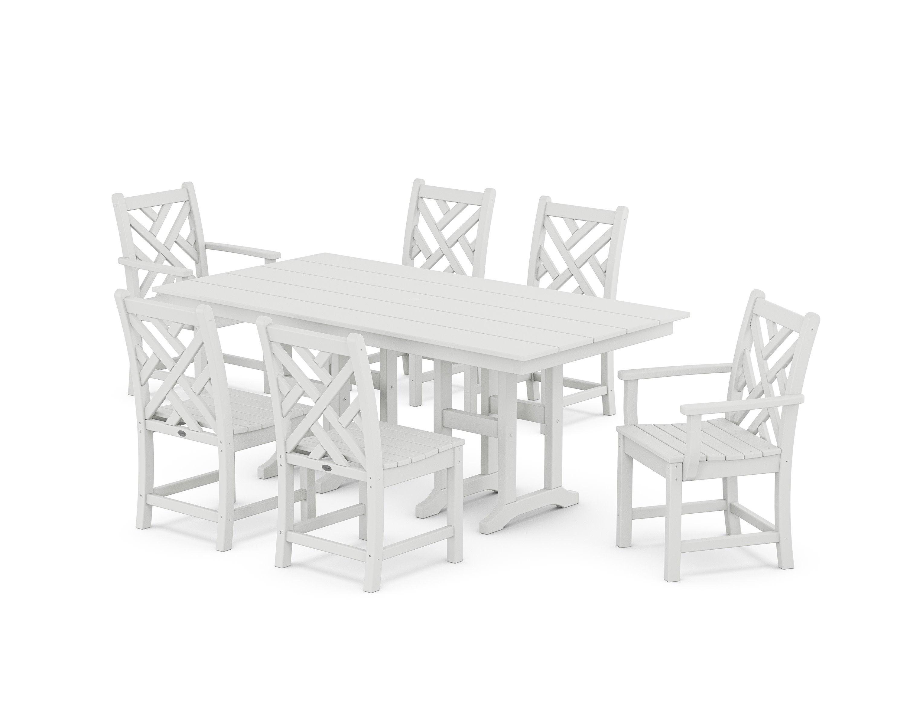 Chippendale 7-Piece Farmhouse Dining Set in White