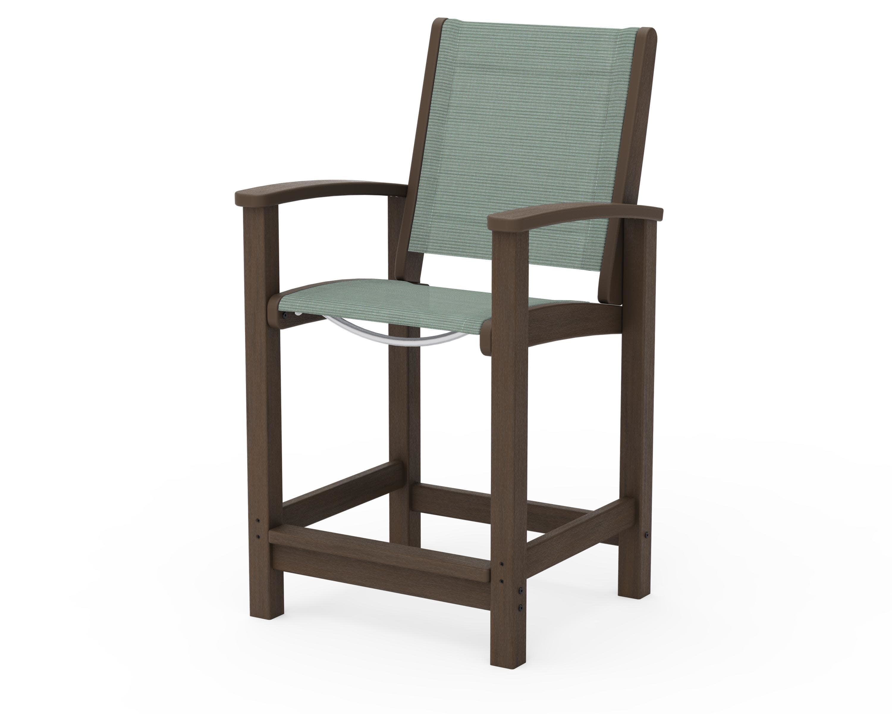 Coastal Counter Chair in Kona / Dupioni Sea Mist Sling