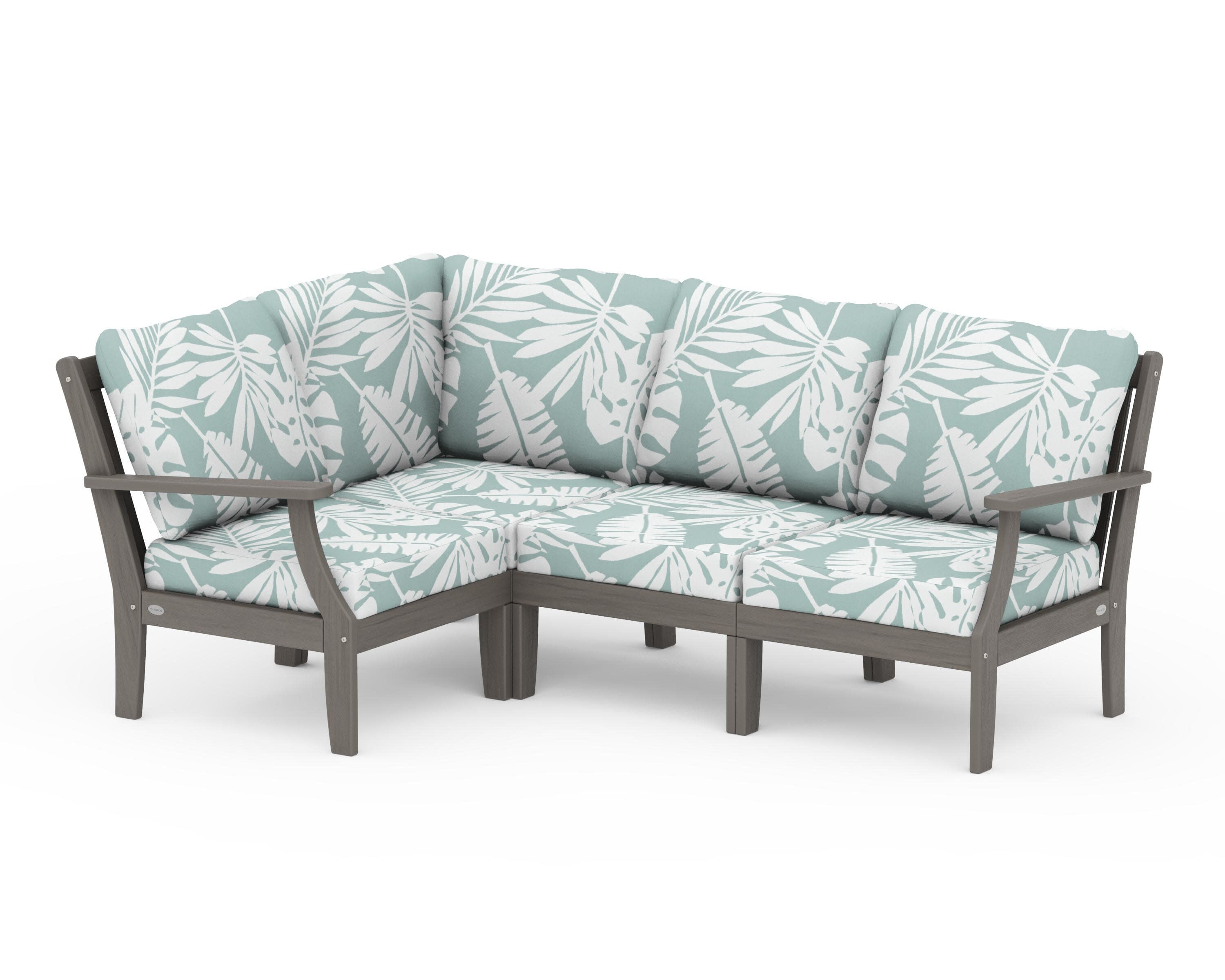 Braxton Modular 4-Piece Deep Seating Set in Driftwood / Leaf Glacier Spa