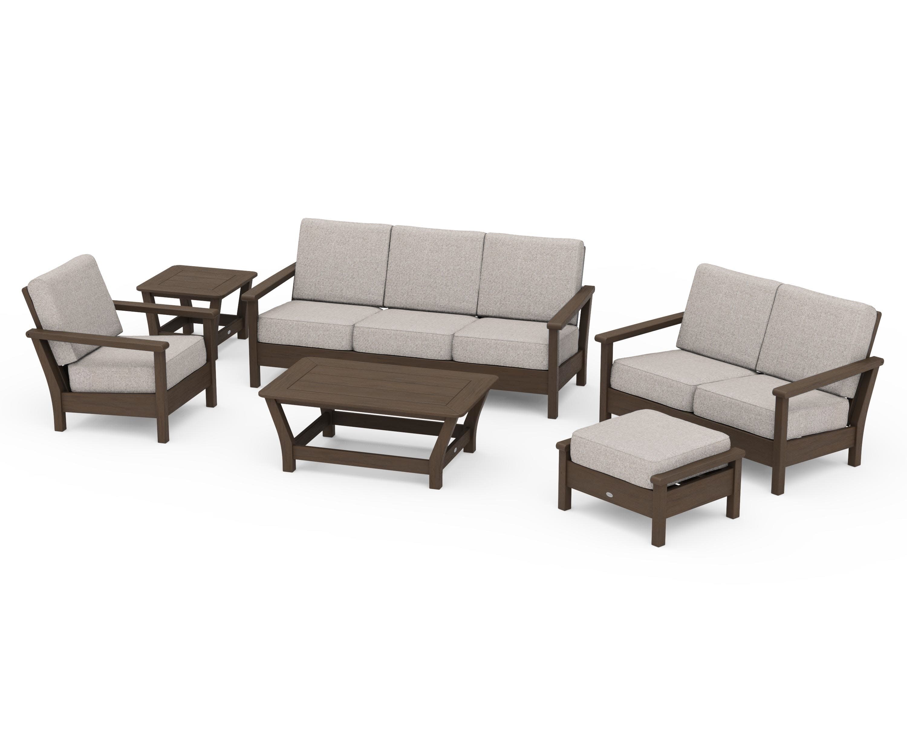 Harbour 6-Piece Outdoor Living Set in Kona / Weathered Tweed