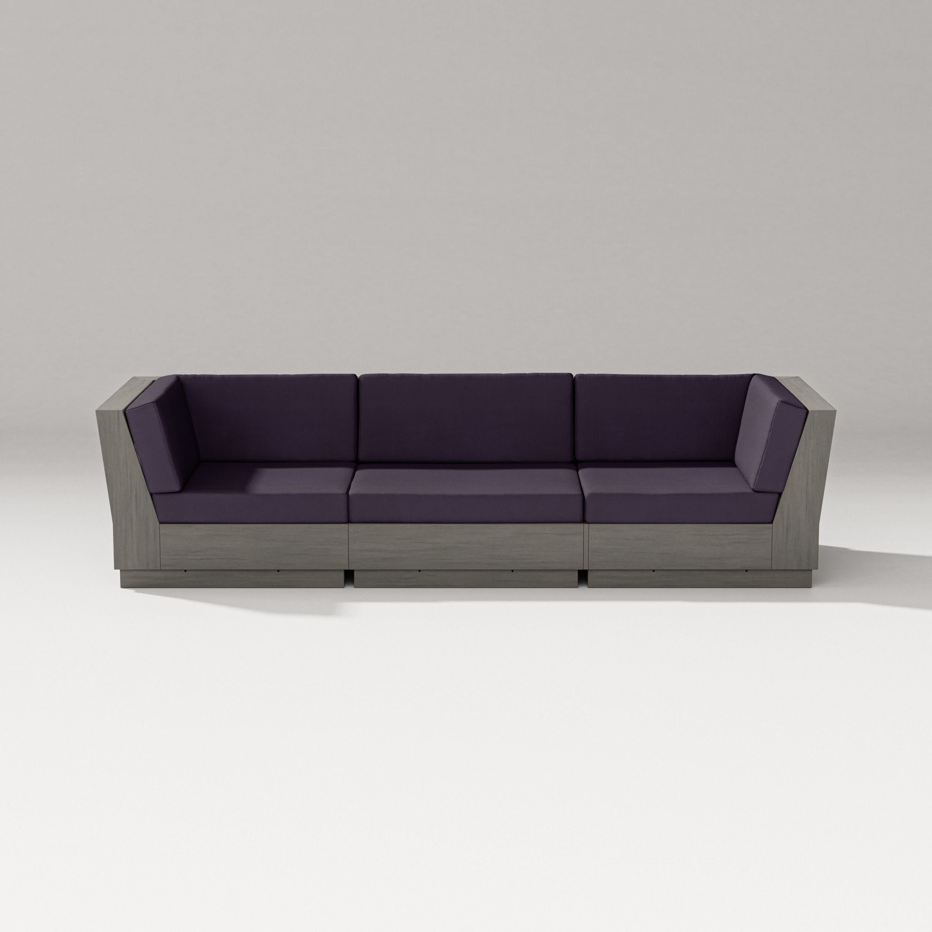 Elevate Sofa Sectional in Driftwood / Navy Linen