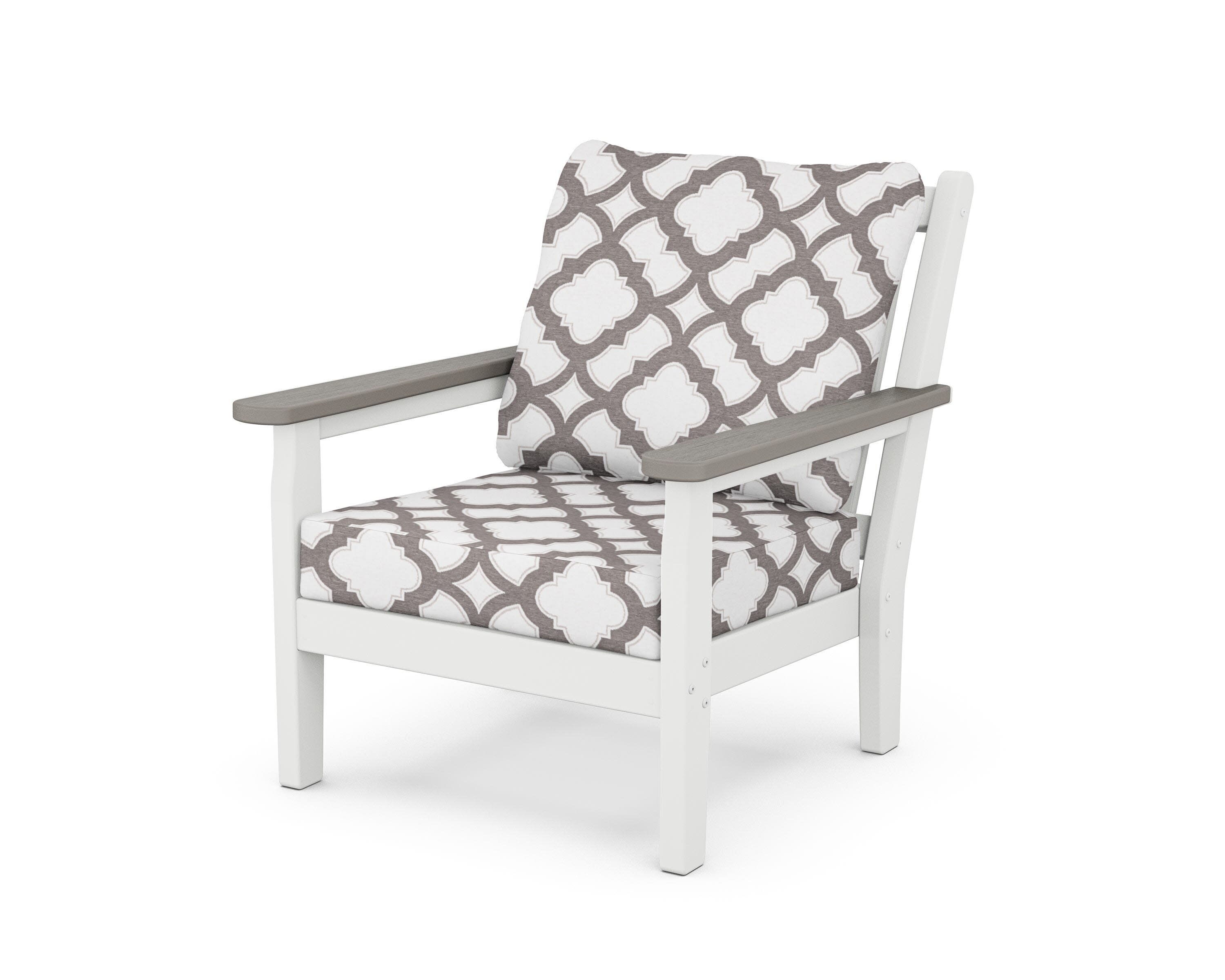 Chippendale Deep Seating Chair in White / Driftwood / Trellis Grey Mist