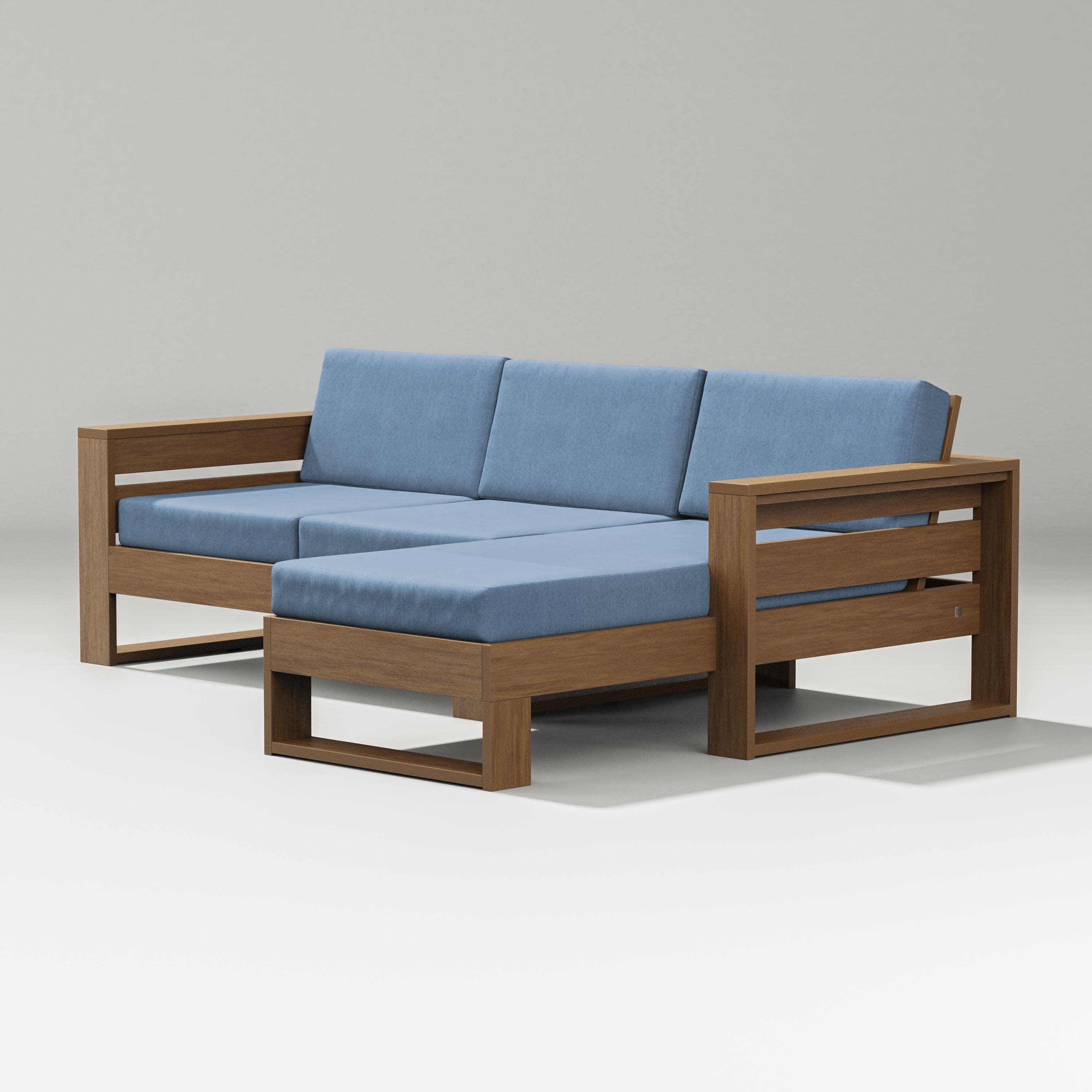 Latitude Right Chaise Sectional in Natural / Sky Blue