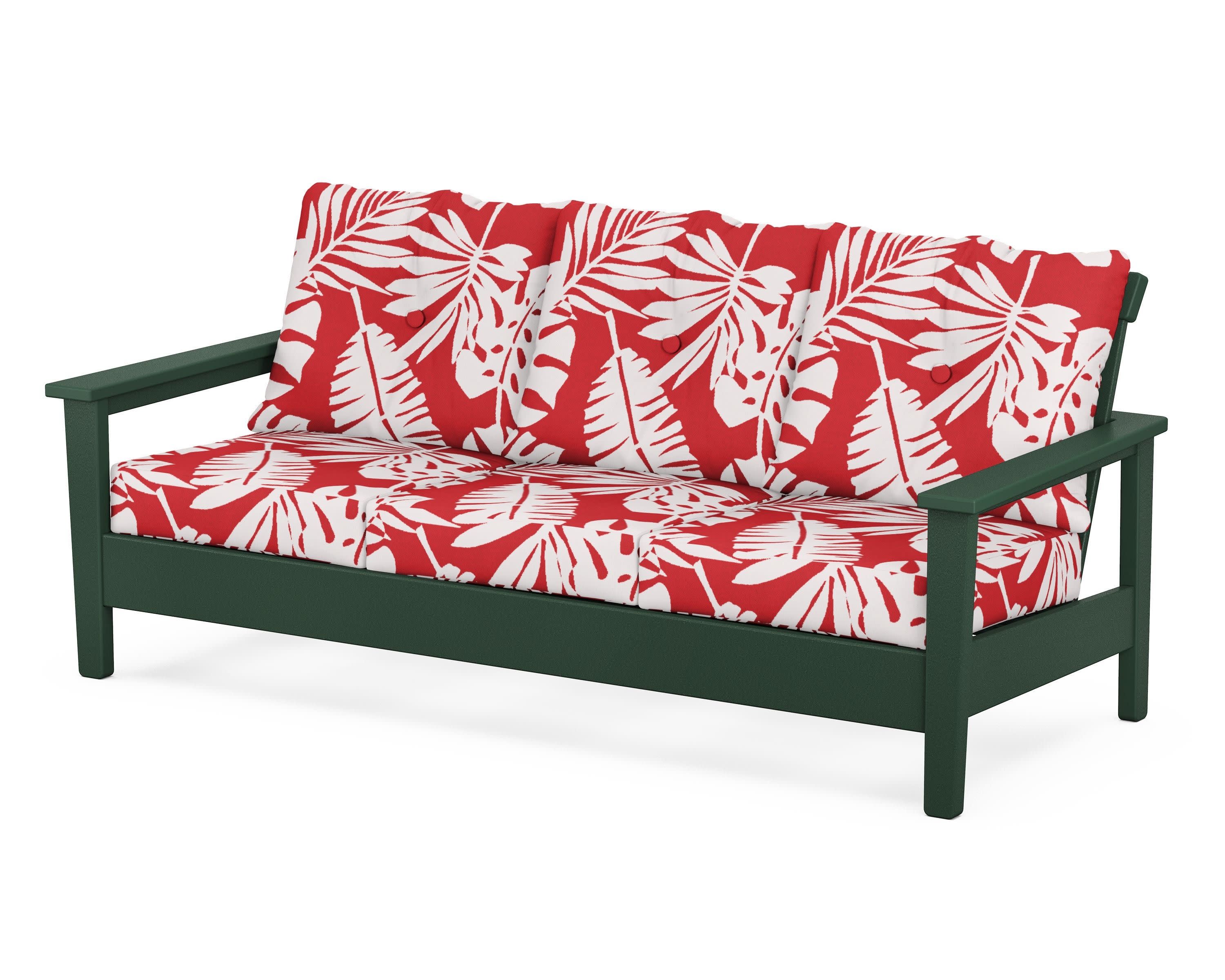 Prescott Deep Seating Sofa in Green / Leaf Crimson