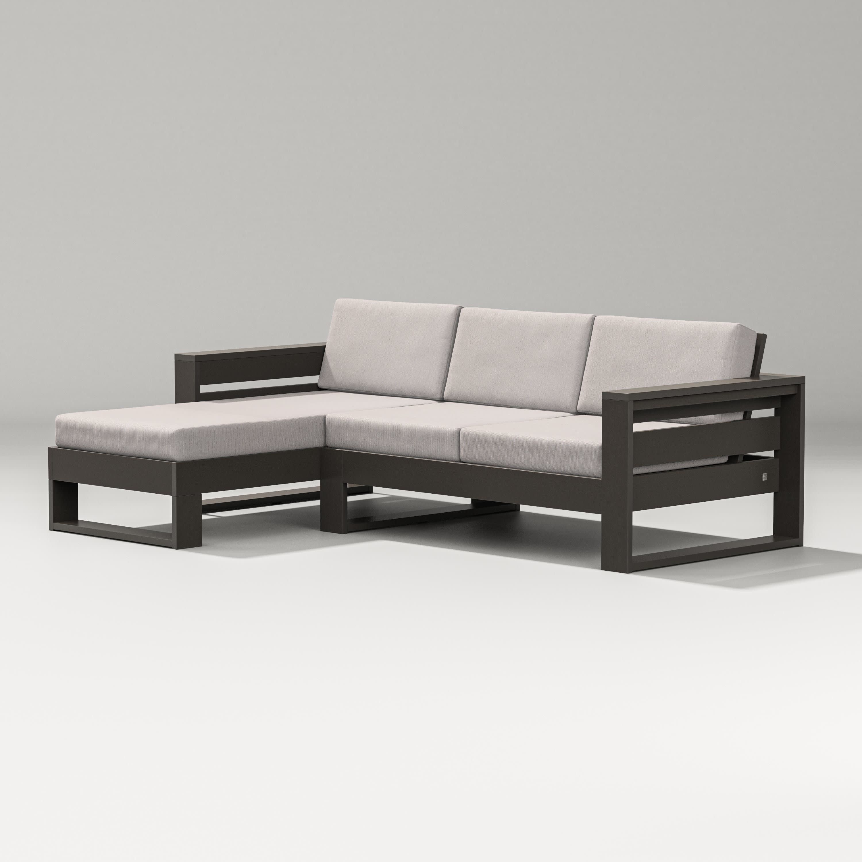 Latitude Left Chaise Sectional in Vintage Coffee / Dune Burlap