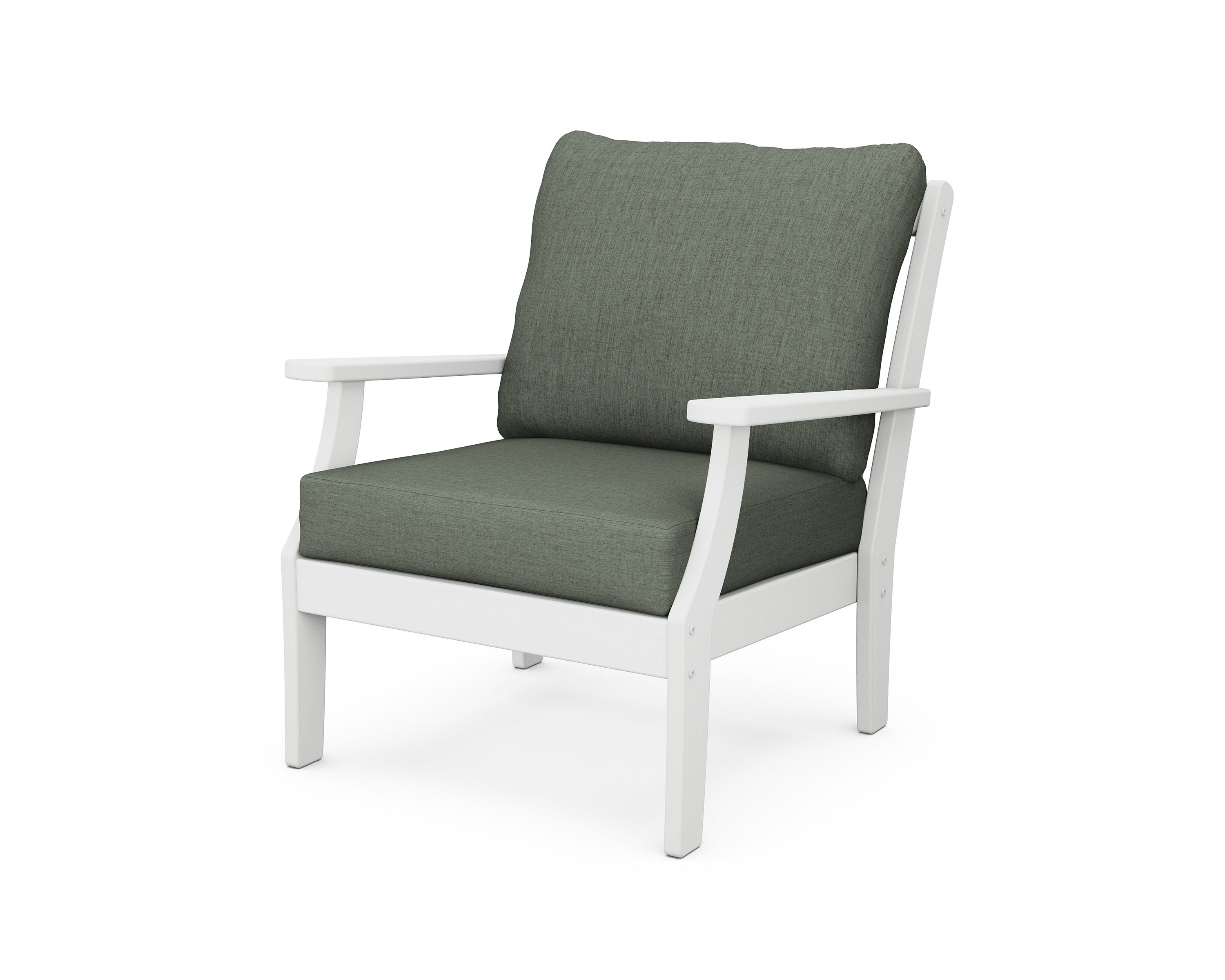 Braxton Deep Seating Chair in White / Cast Sage