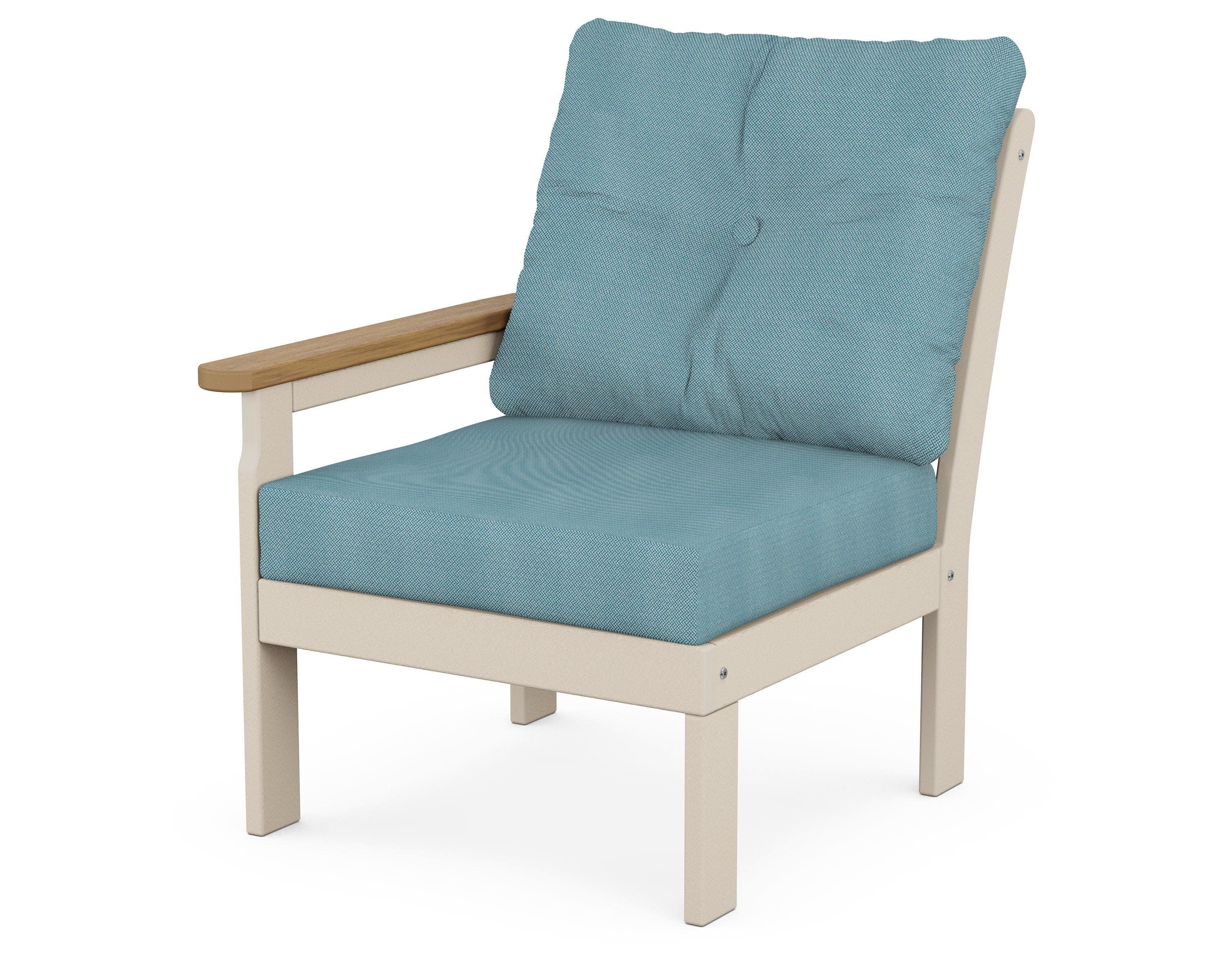 Vineyard Modular Left Arm Chair in Sand / Natural / Lattice Sky Blue
