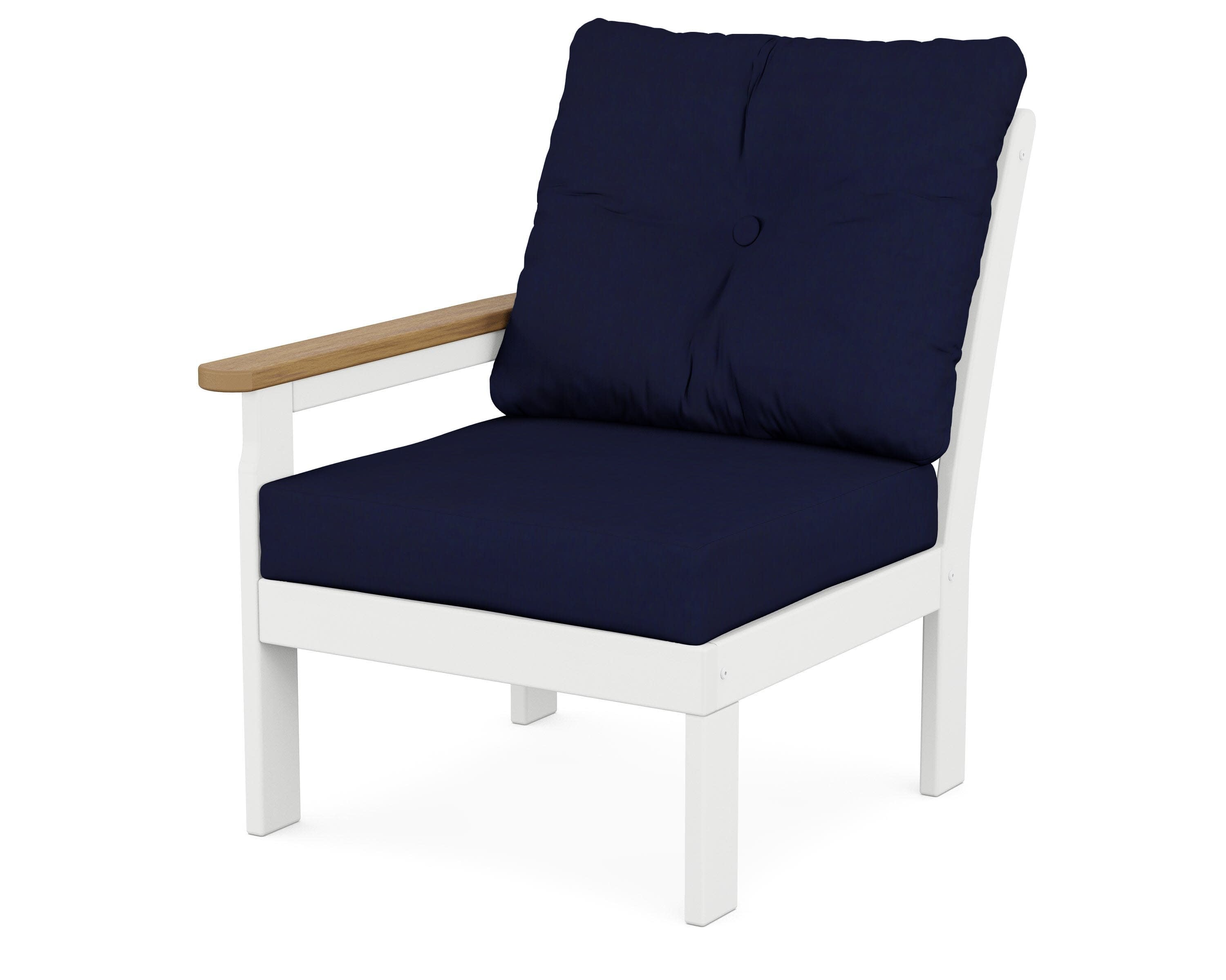 Vineyard Modular Left Arm Chair in White / Natural / Navy