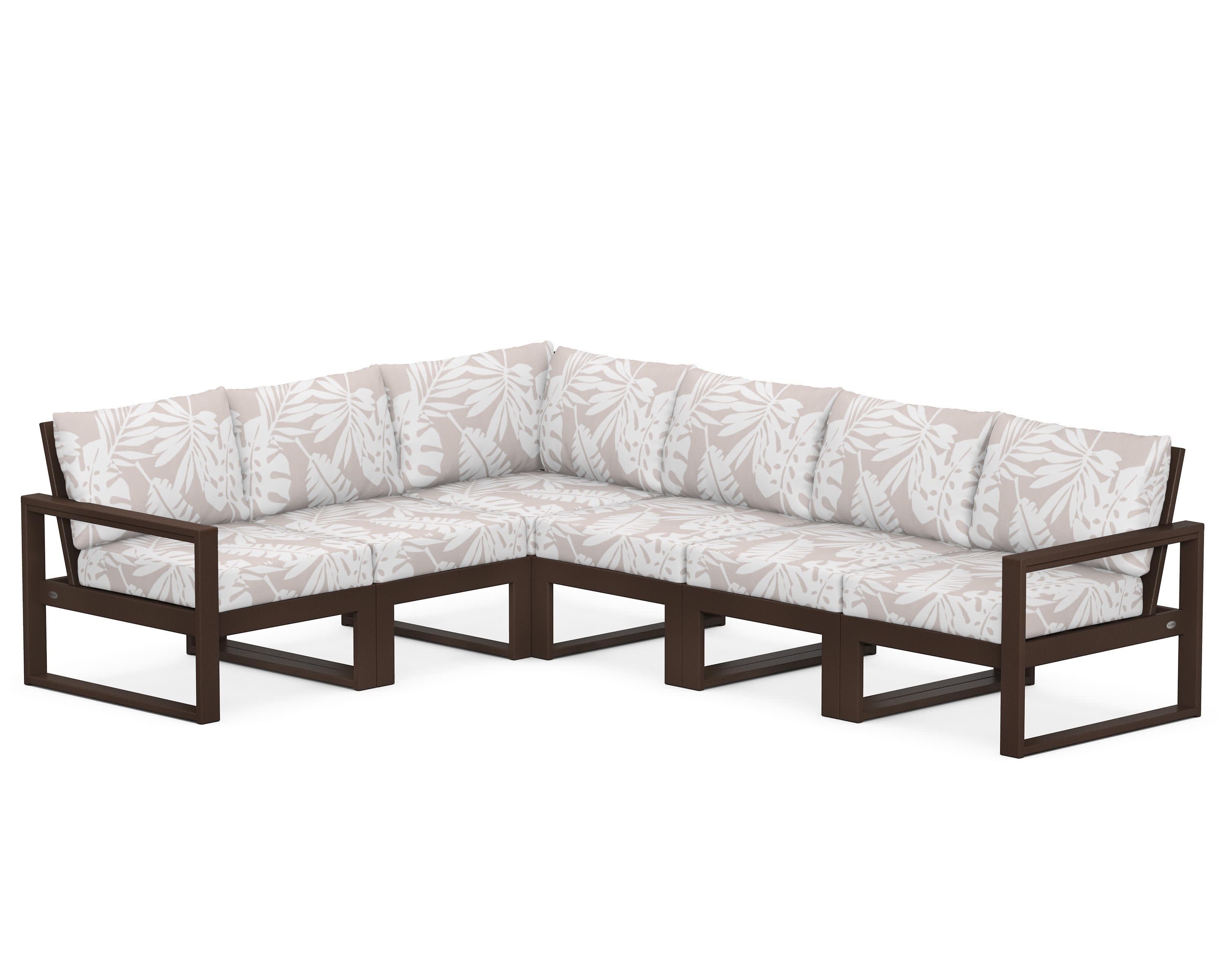 EDGE 6-Piece Modular Deep Seating Set in Mahogany / Leaf Dune Burlap