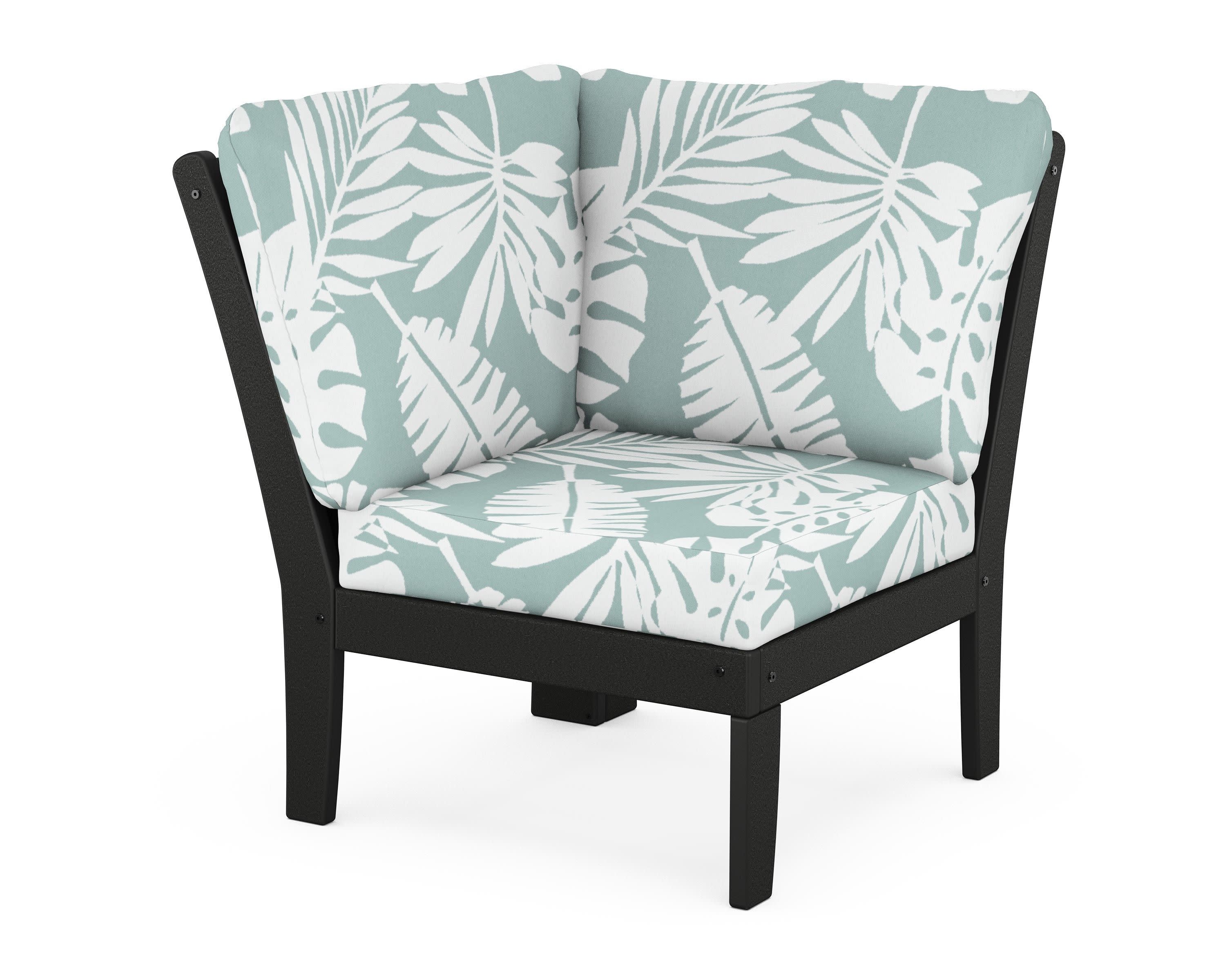 Braxton Modular Corner Chair in Black / Leaf Glacier Spa