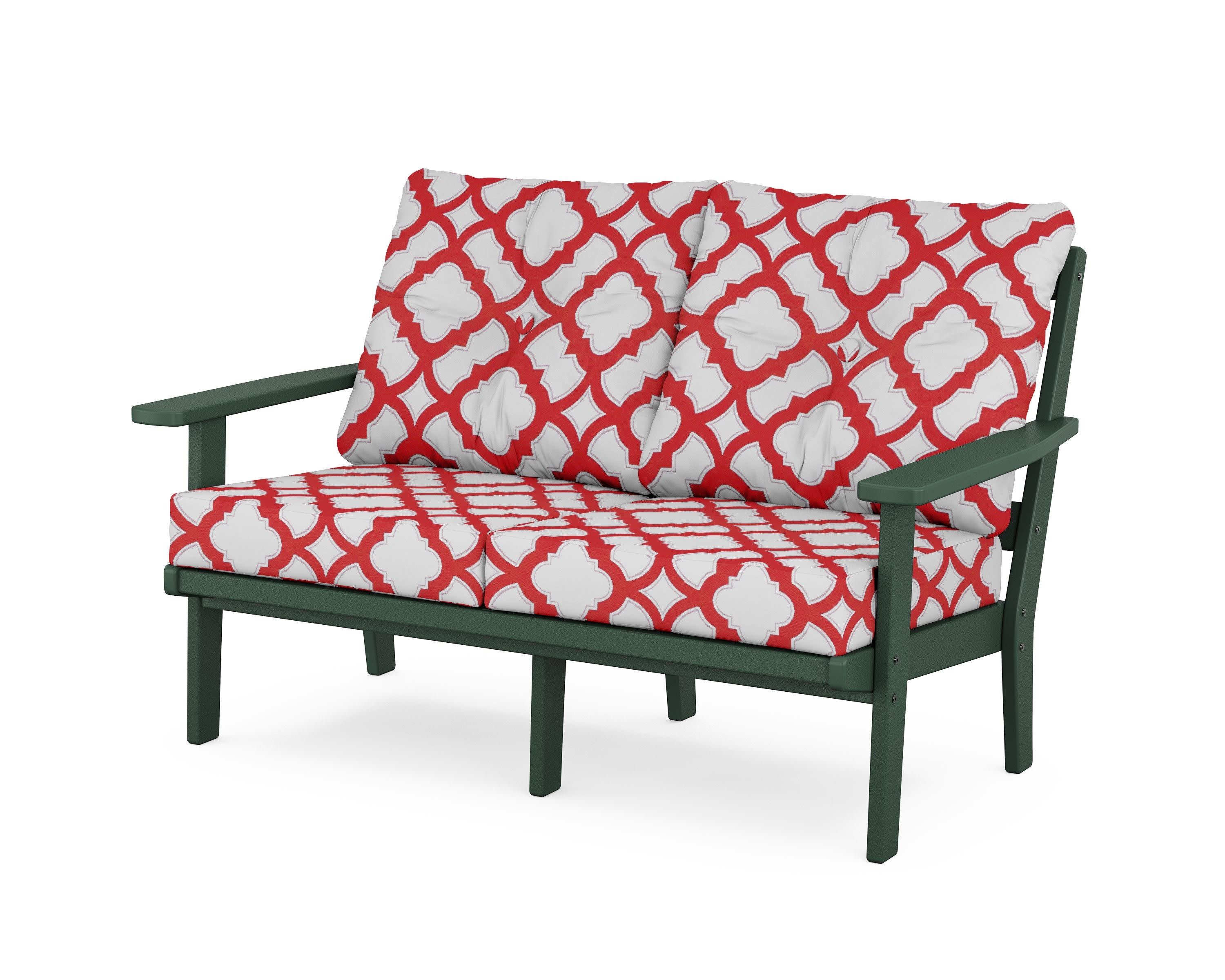Oxford Deep SeatingLoveseat in Green / Trellis Crimson