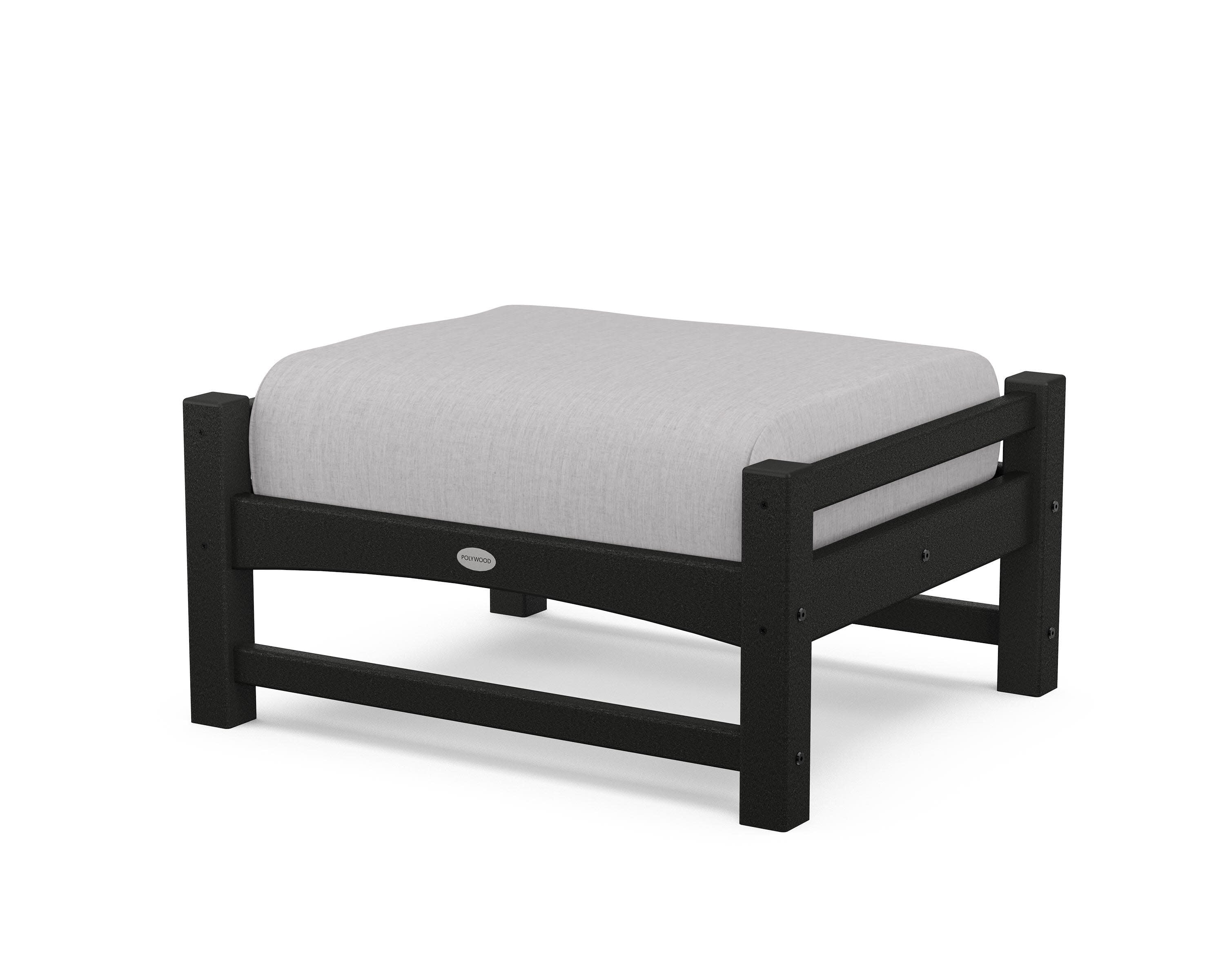 Club Ottoman in Black / Granite