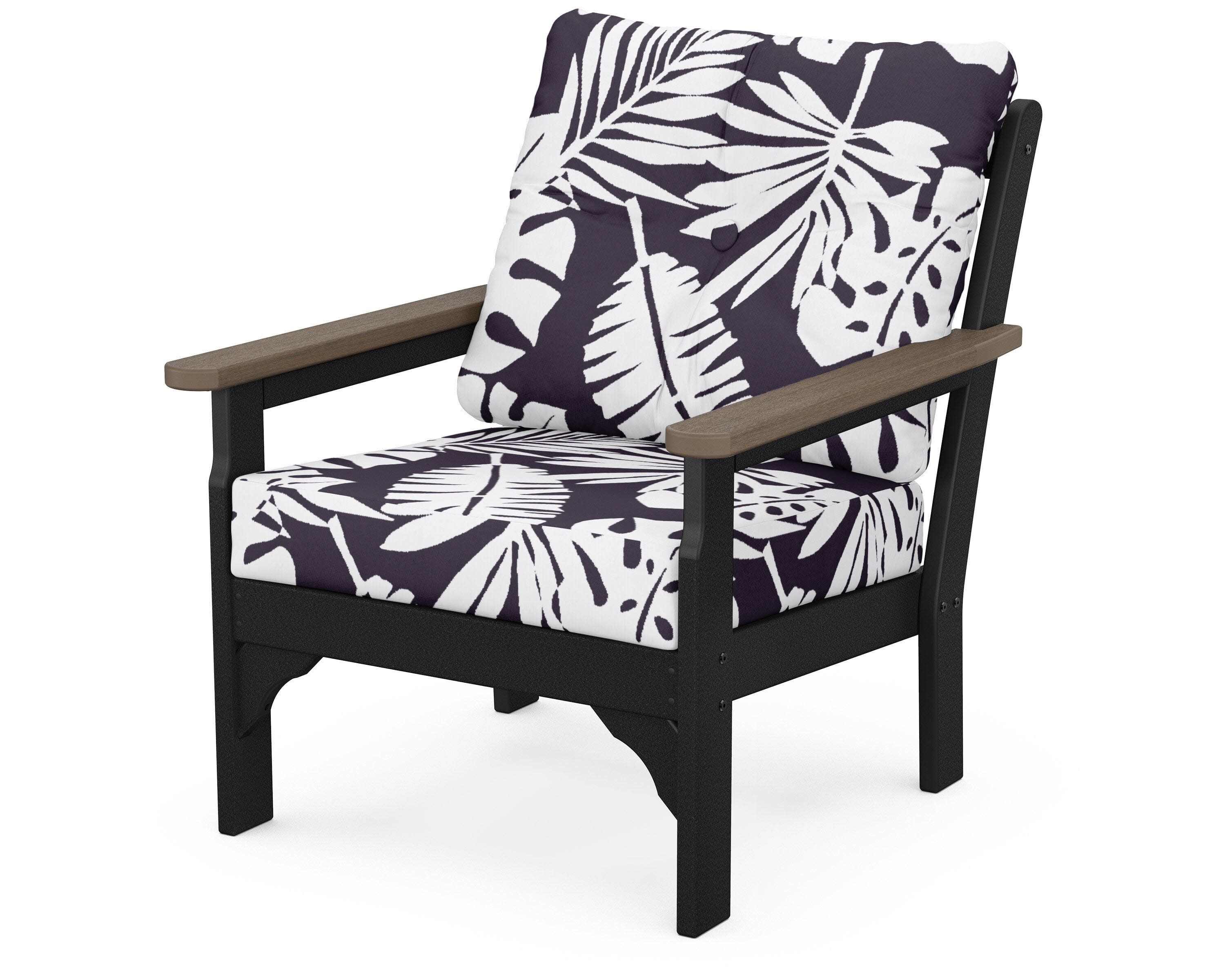 Vineyard Deep Seating Chair in White / Kona / Leaf Navy