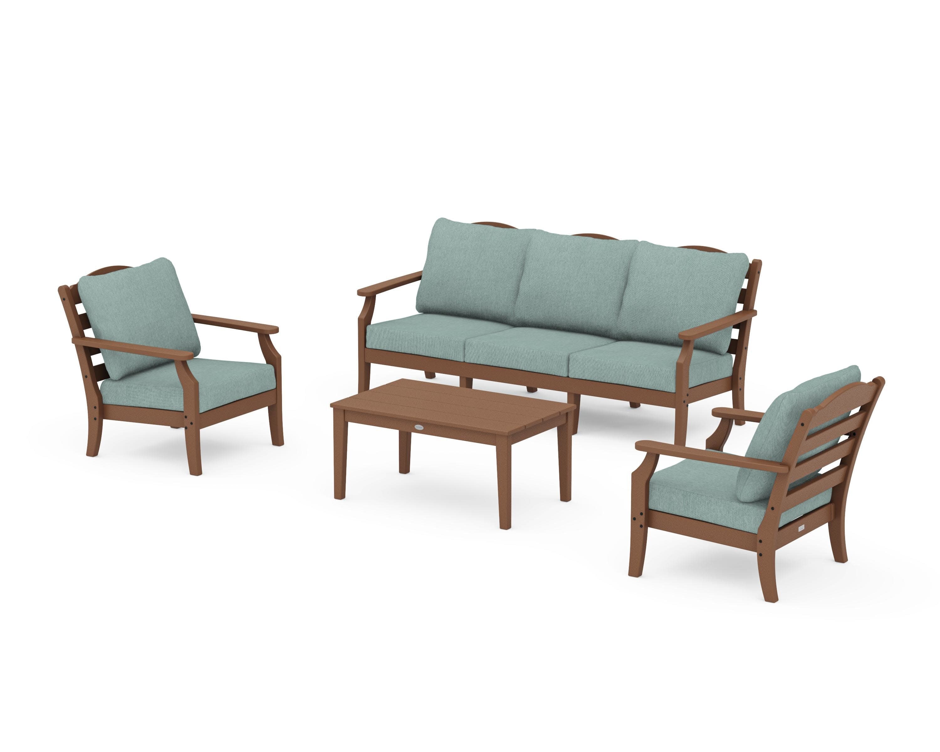 Savannah 4-Piece Deep Seating Set with Sofa in Teak / Glacier Spa