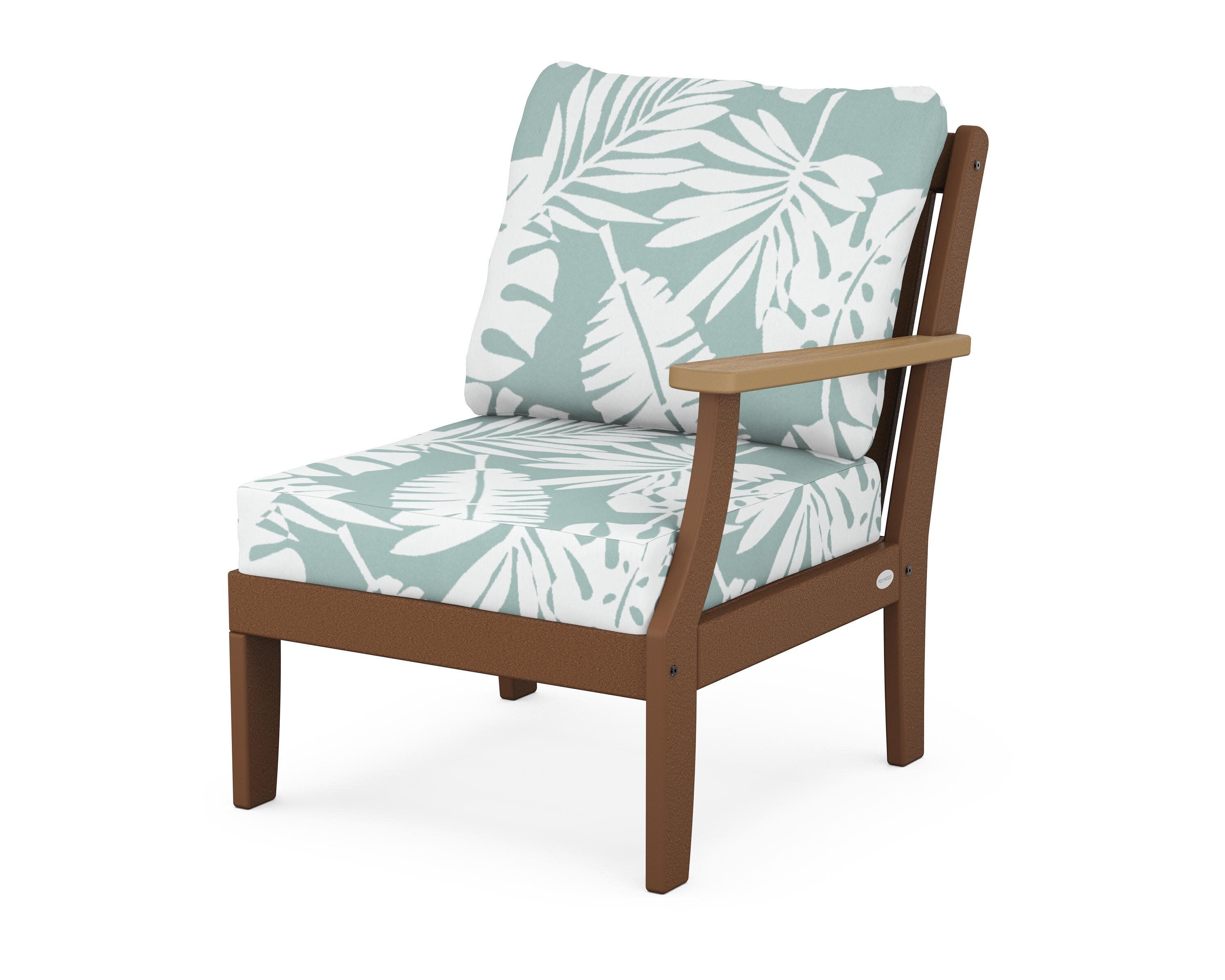 Braxton Modular Right Arm Chair in Teak / Natural / Leaf Glacier Spa