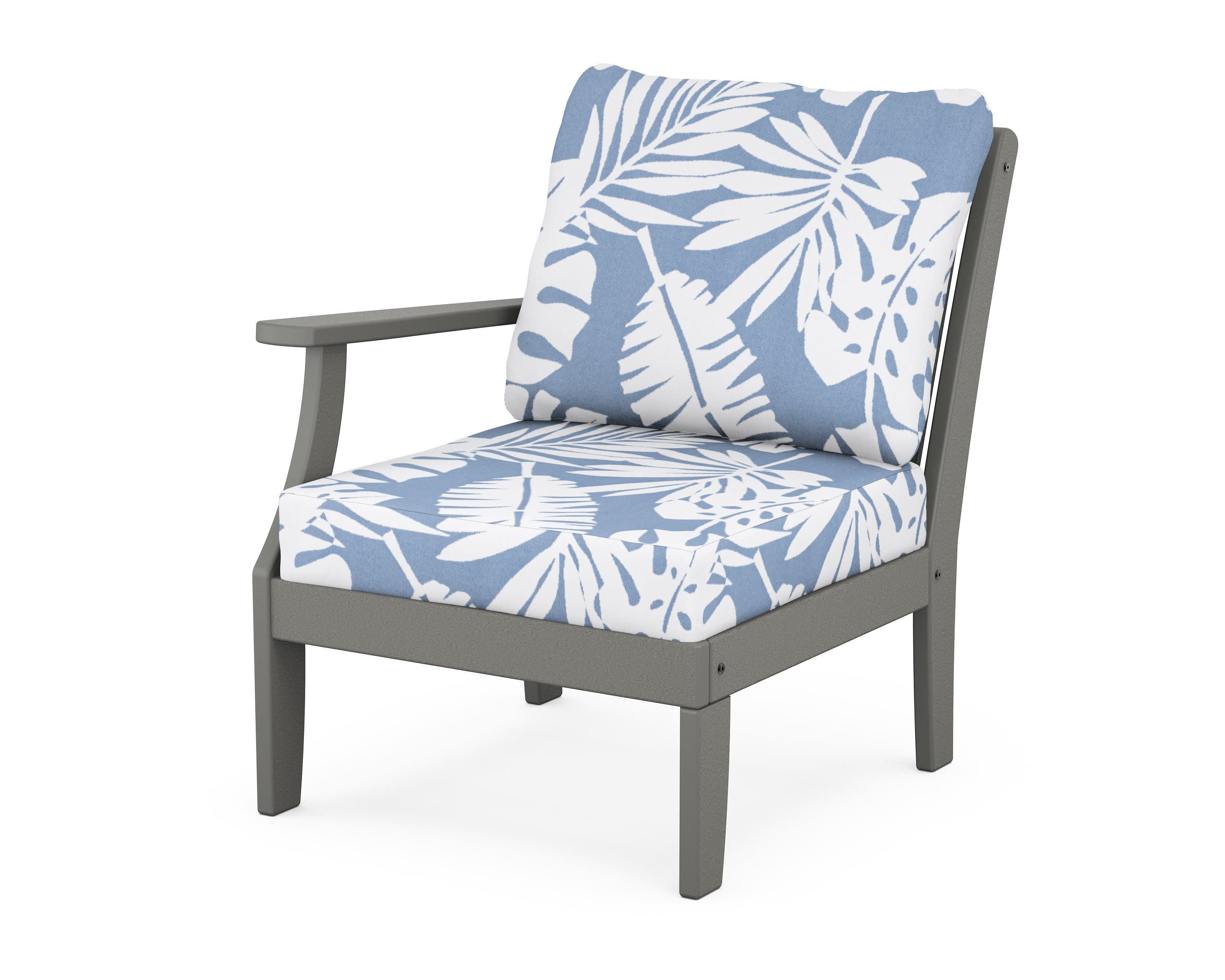 Braxton Modular Left Arm Chair in Slate Grey / Leaf Sky Blue