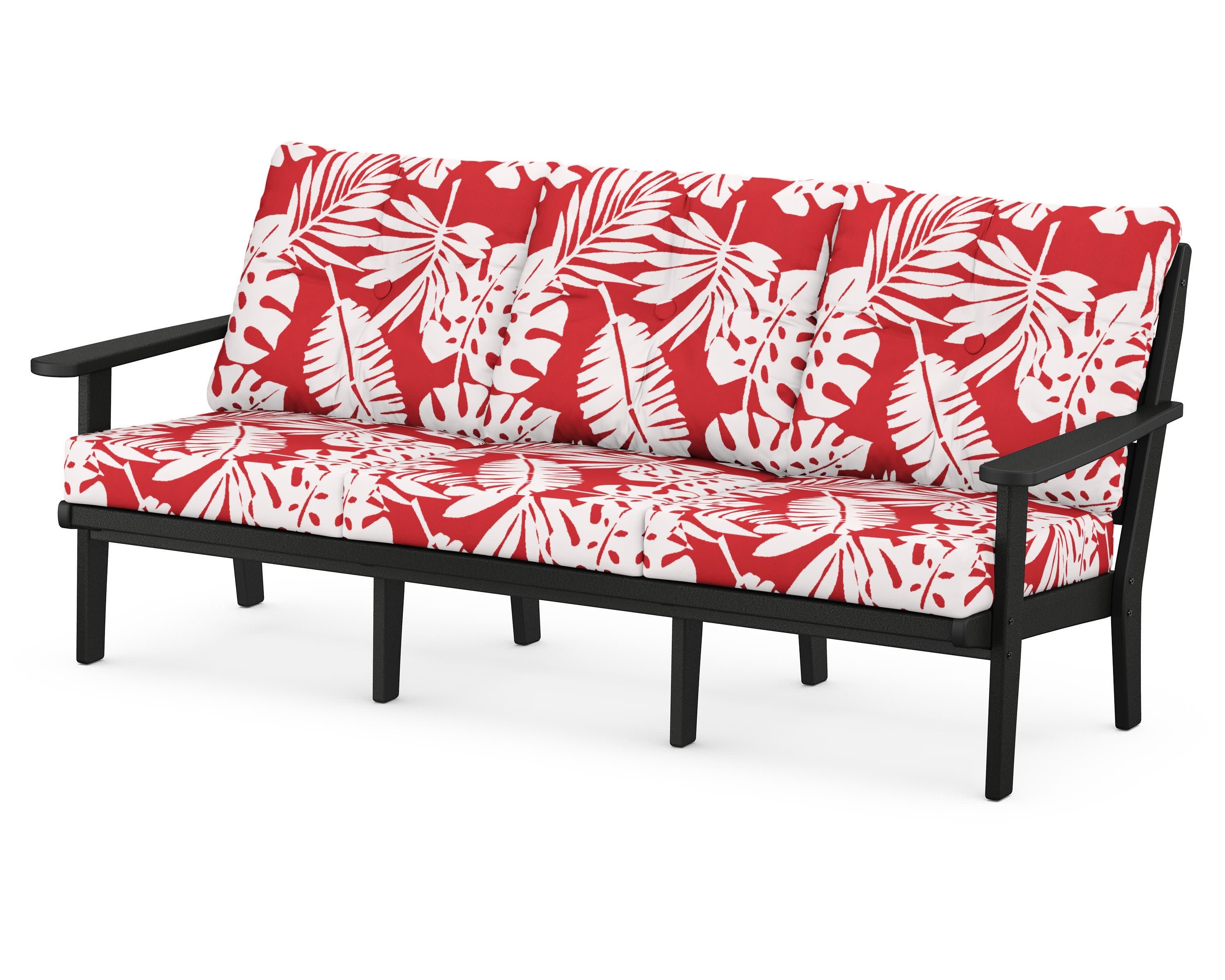Lakeside Deep Seating Sofa in Black / Leaf Crimson