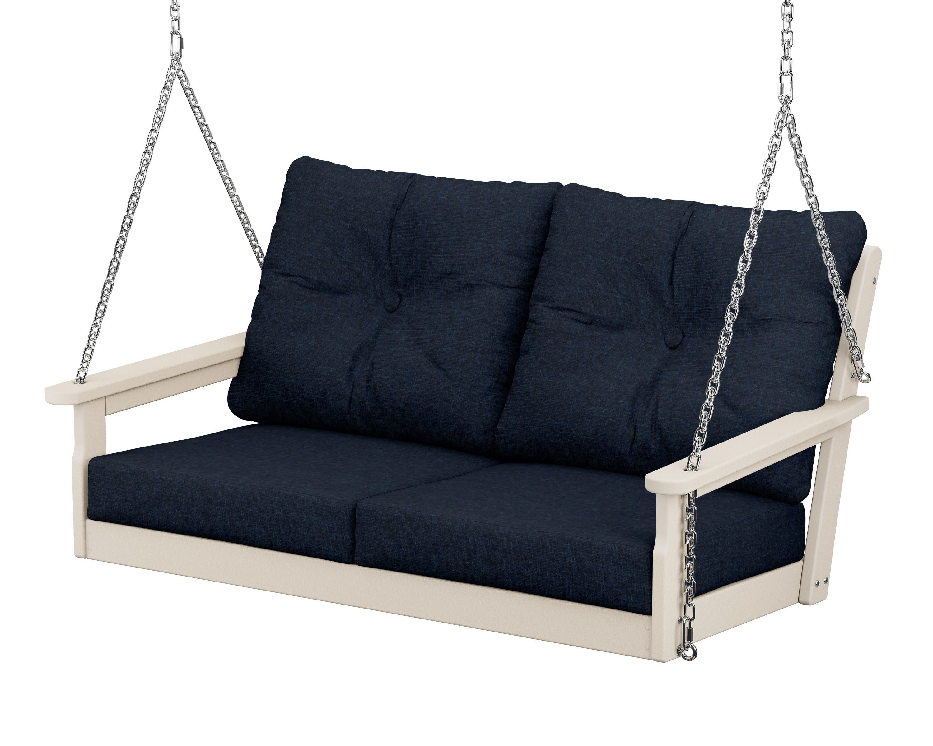 Vineyard Deep Seating Swing in Sand / Marine Indigo