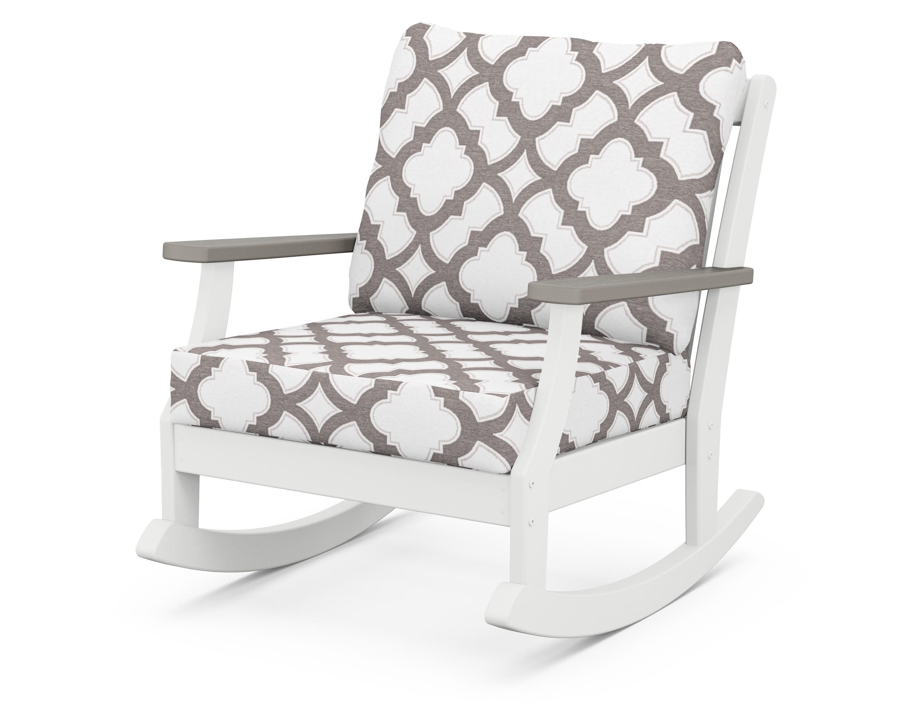 Braxton Deep Seating Rocking Chair in White / Driftwood / Trellis Grey Mist