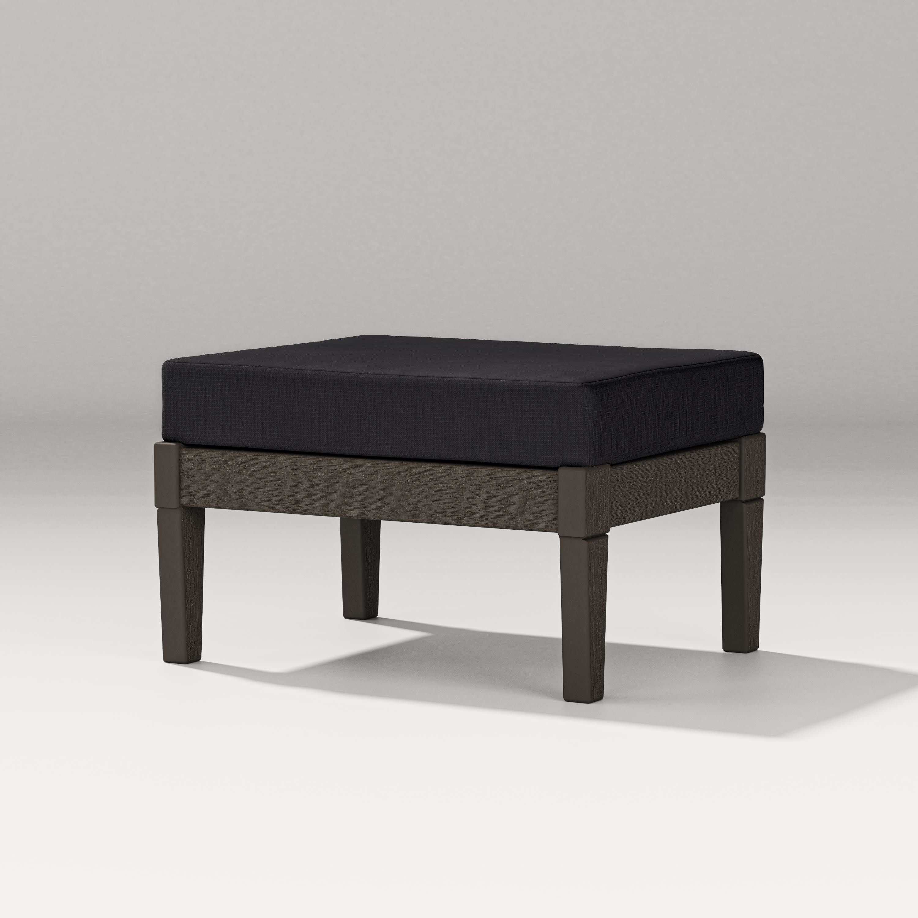 Estate Lounge Ottoman in Vintage Coffee / Midnight Linen