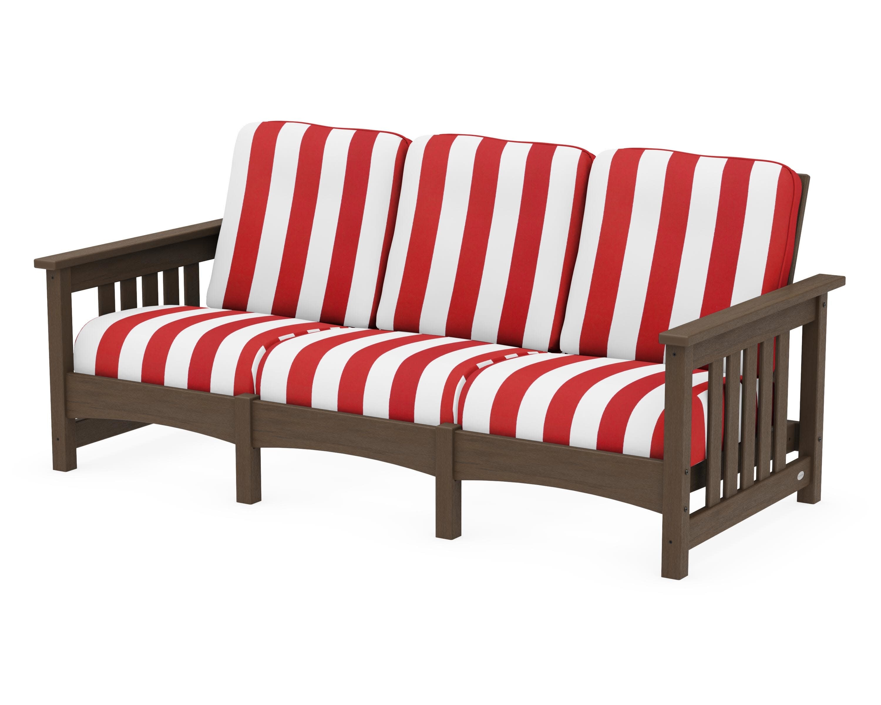 Club Mission Sofa in Kona / Cabana Stripe Crimson