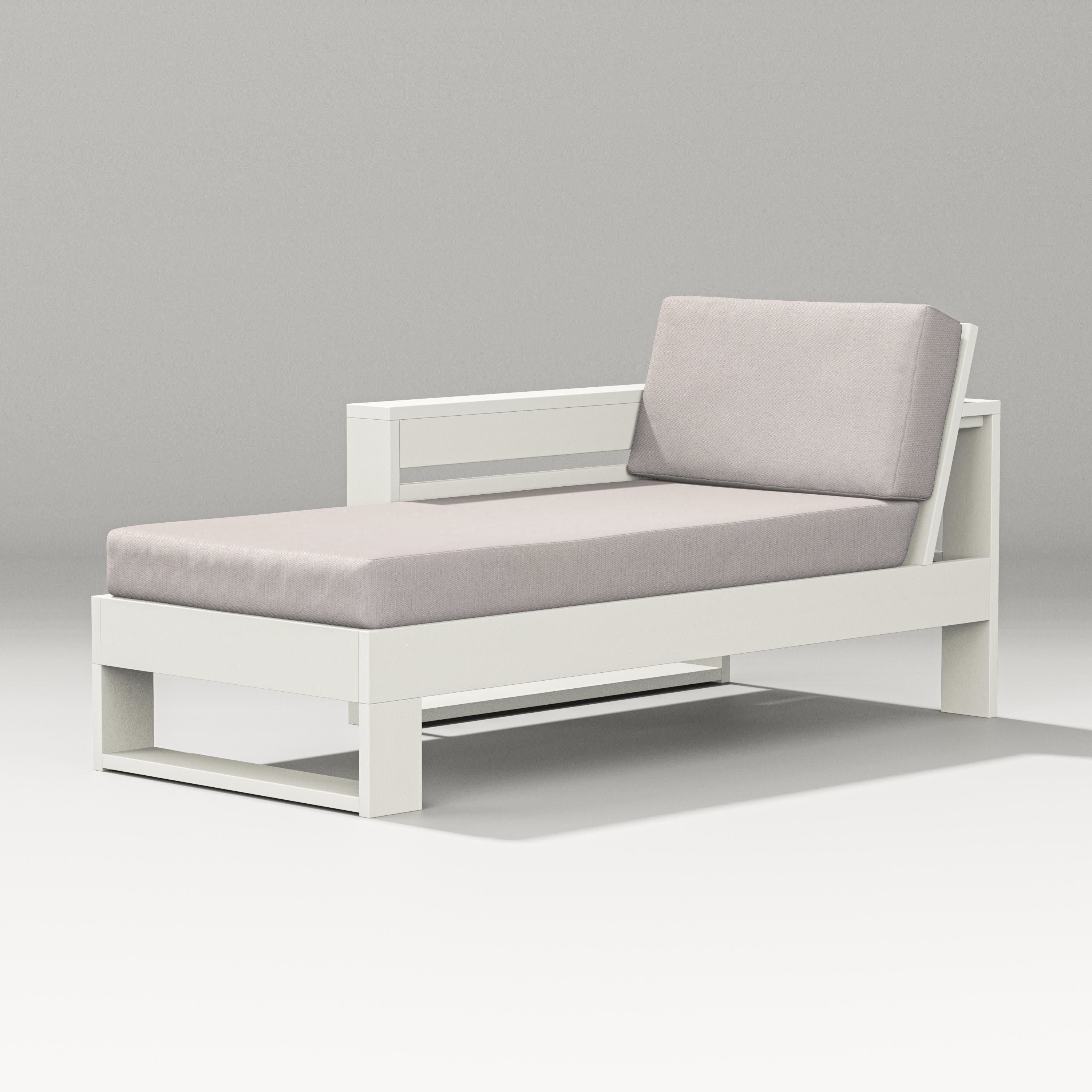 Latitude Modular Left Arm Chaise in Vintage White / Dune Burlap
