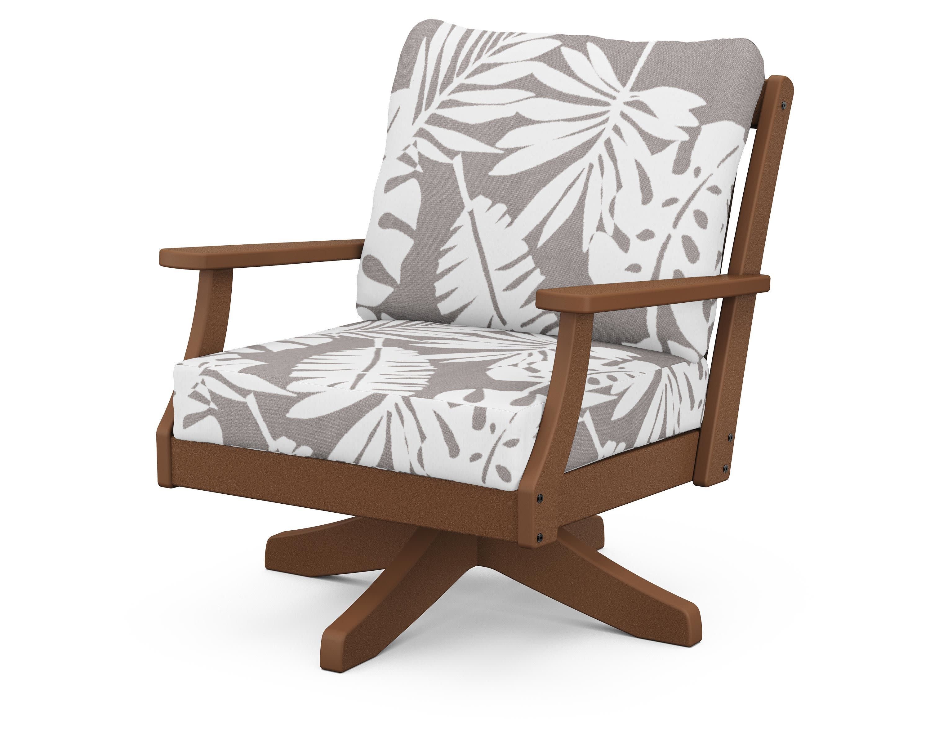 Braxton Deep Seating Swivel Chair in Teak / Leaf Grey Mist