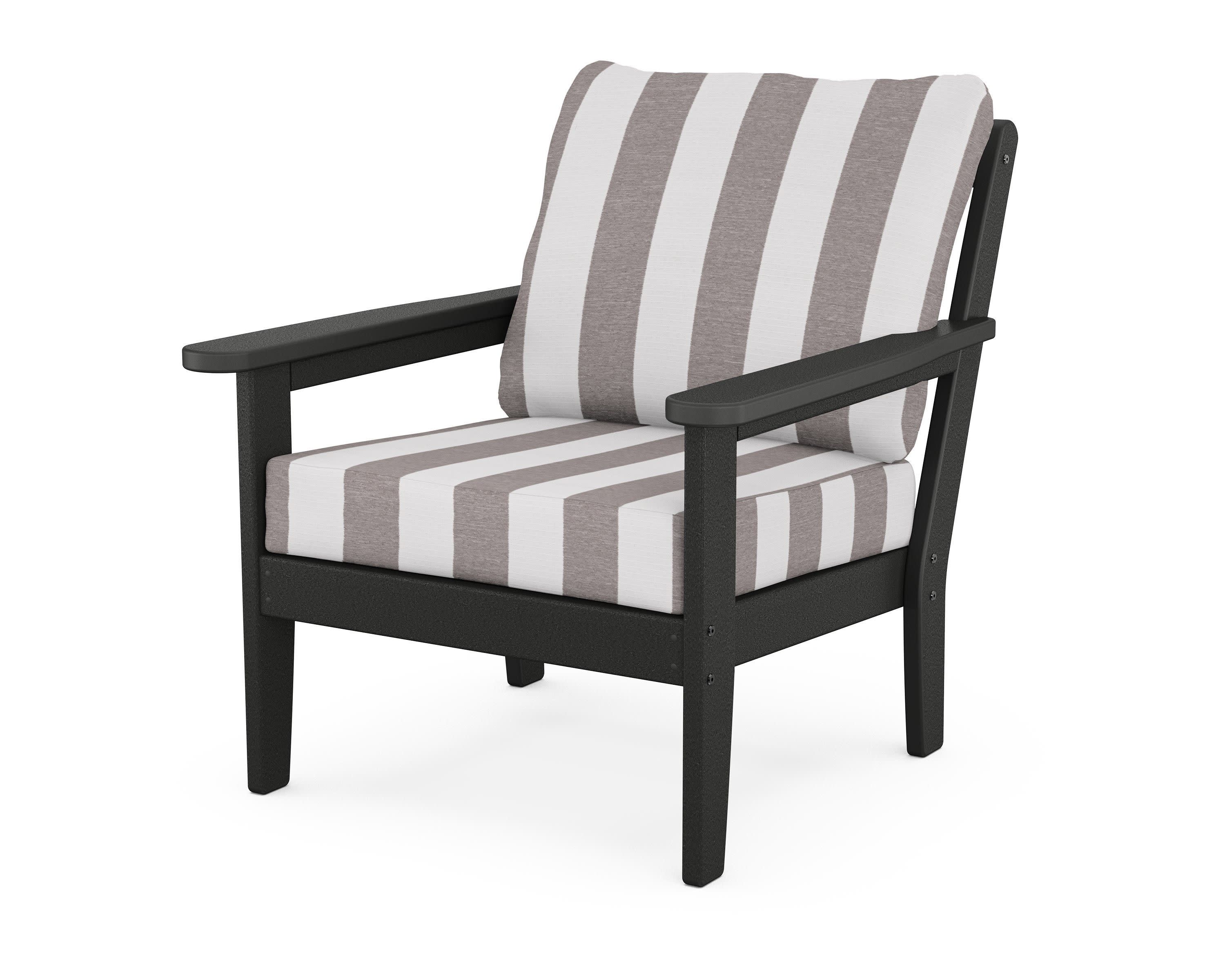 Cottage Deep Seating Chair in Black / Cabana Stripe Grey Mist